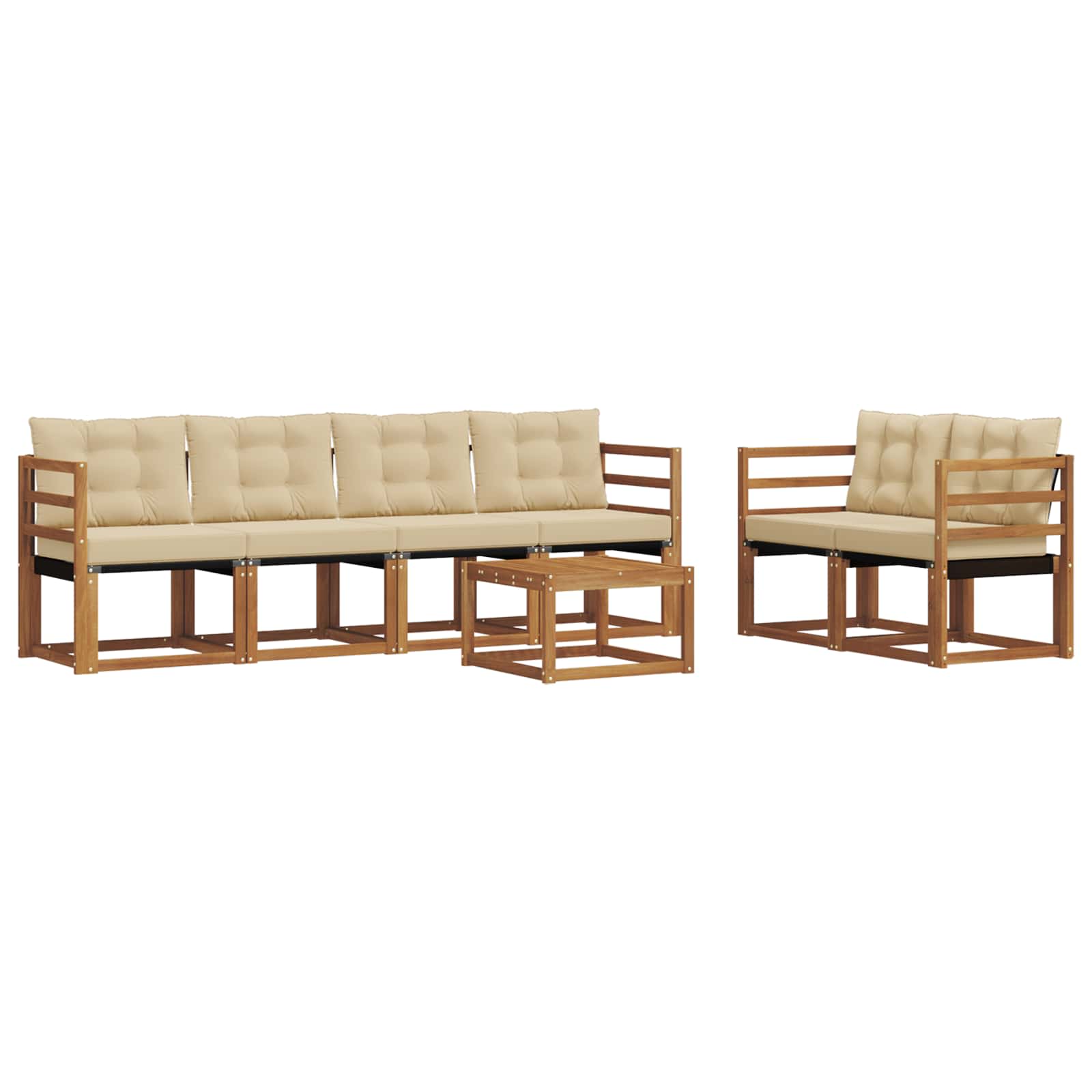 Outdoor-Sofagarnitur 7 stk. Natur und Beige