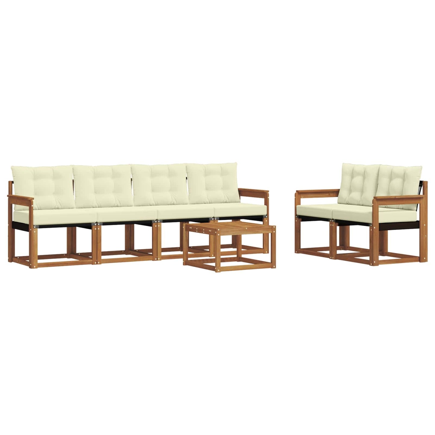 Outdoor-Sofagarnitur 7 stk. Natur und Creme