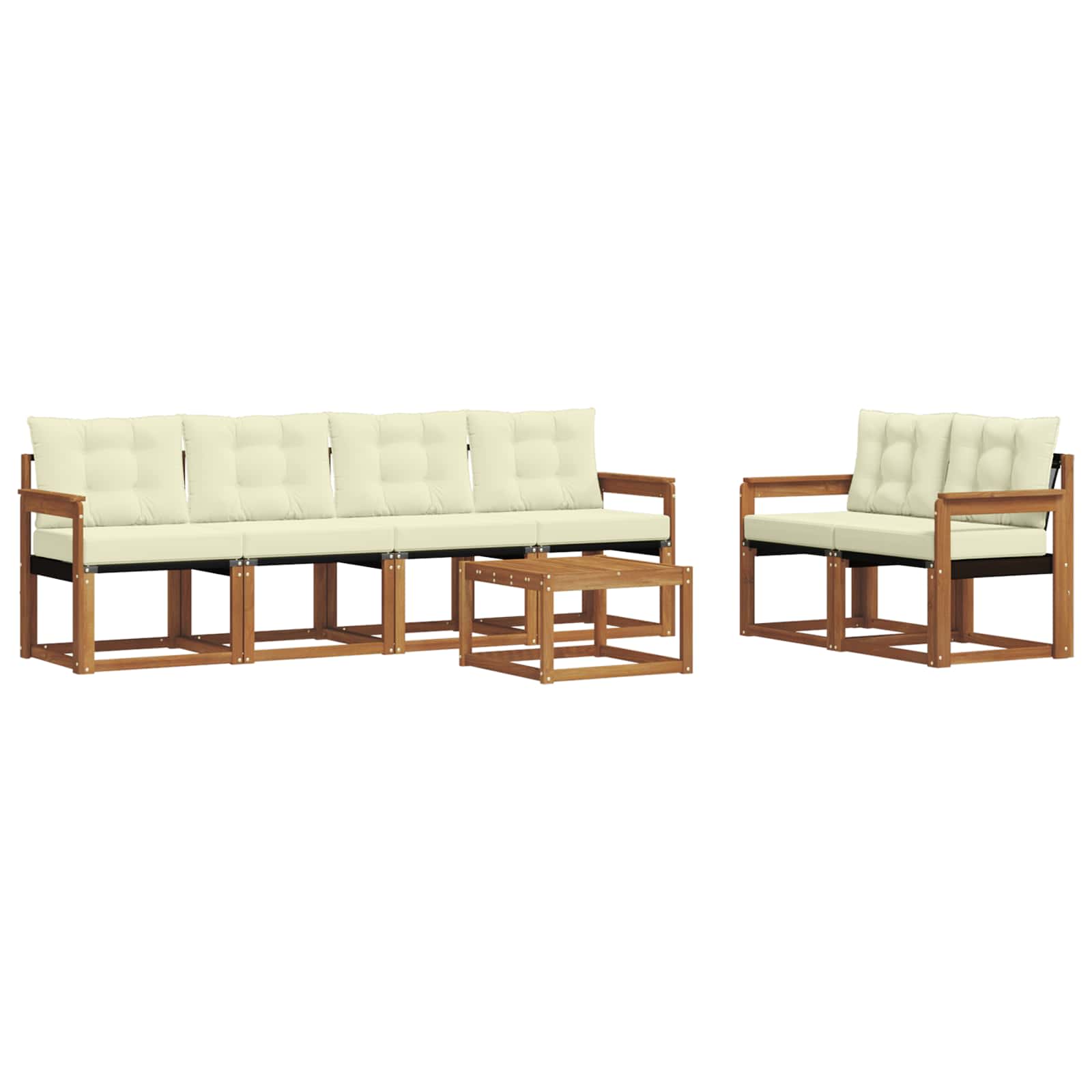 Outdoor-Sofagarnitur 7 stk. Natur und Creme