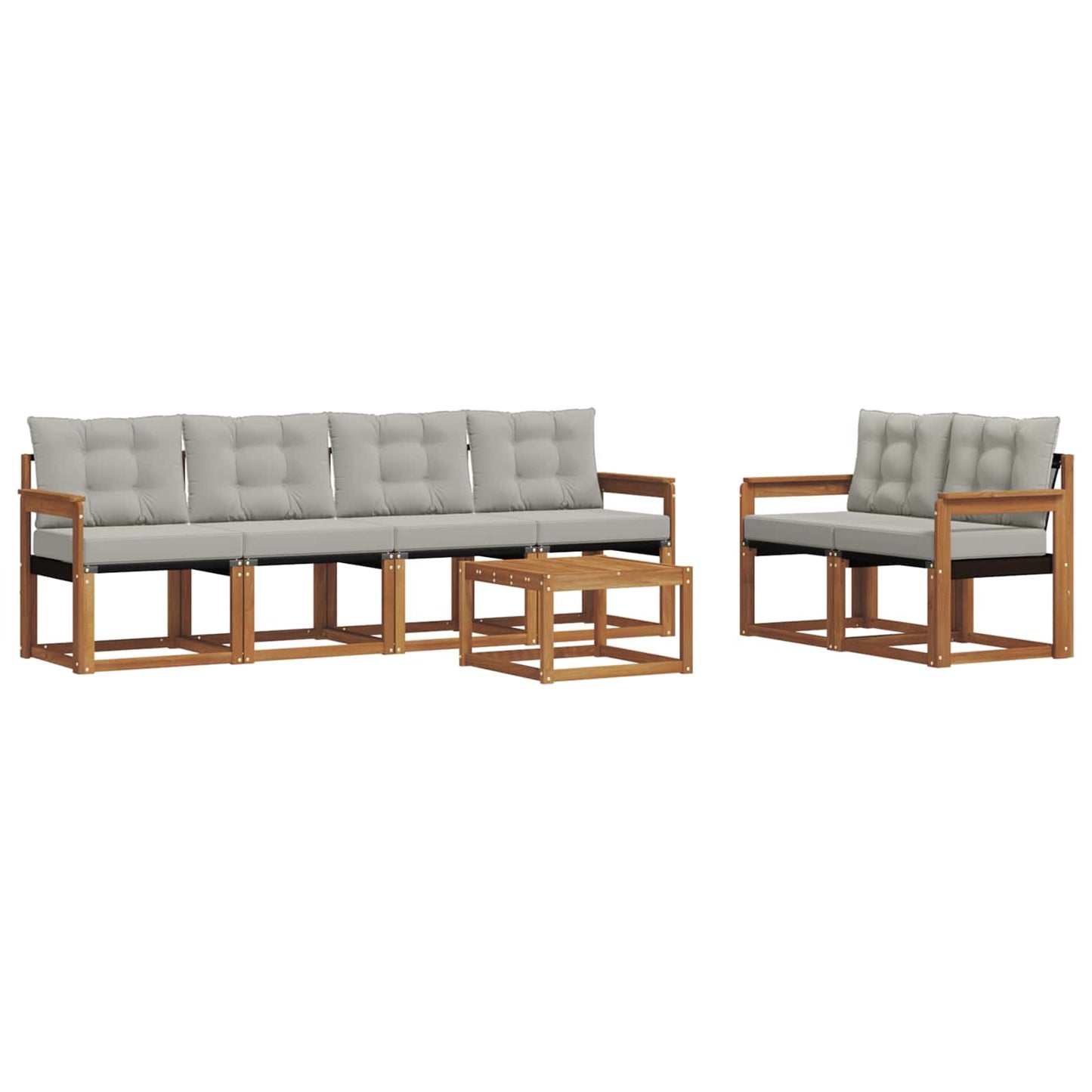 Outdoor-Sofagarnitur mit Kissen 7 pcs Natürlich und Hellgrau