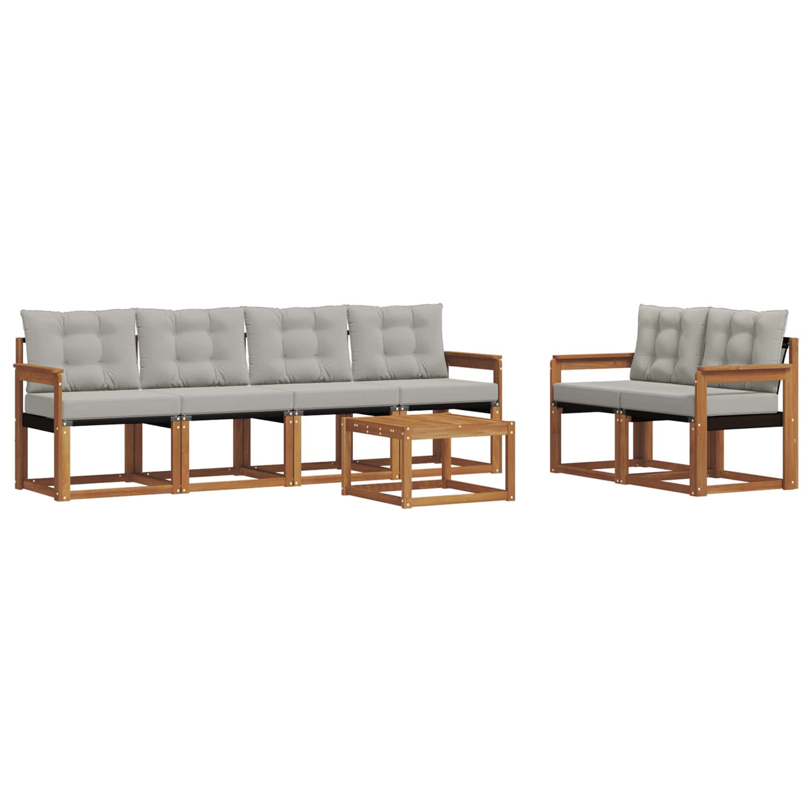 Outdoor-Sofagarnitur mit Kissen 7 pcs Natürlich und Hellgrau