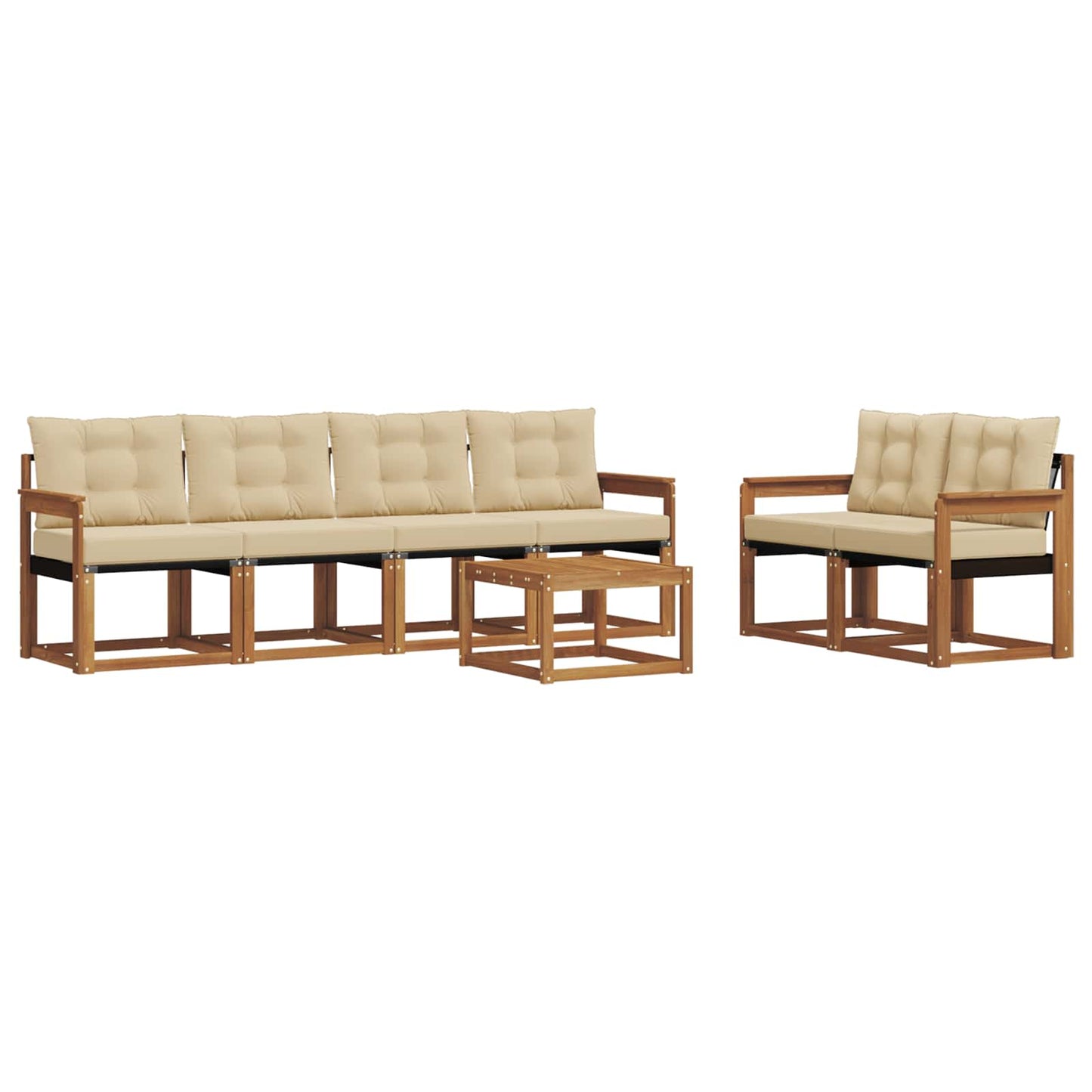 Outdoor-Sofagarnitur mit Kissen 7 pcs Natur und Beige