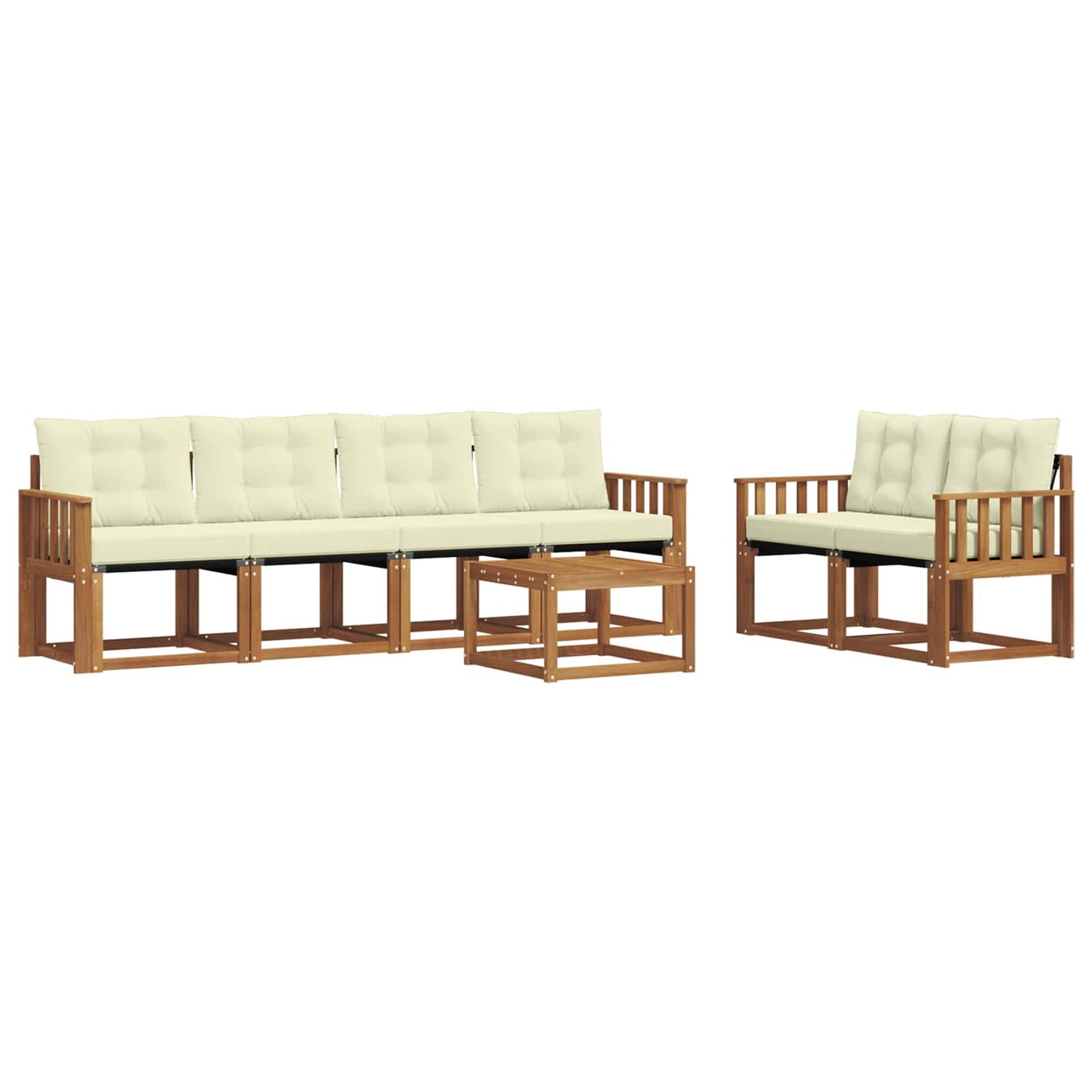 Outdoor-Sofagarnitur 7 stk. Natur und Creme