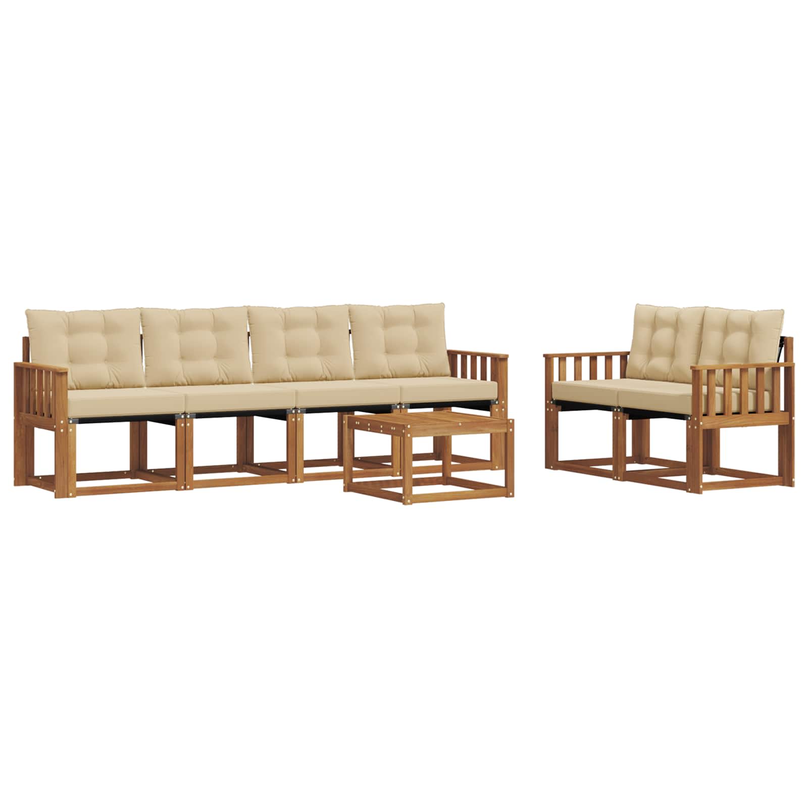 Outdoor-Sofagarnitur mit Kissen 7 pcs Natur und Beige