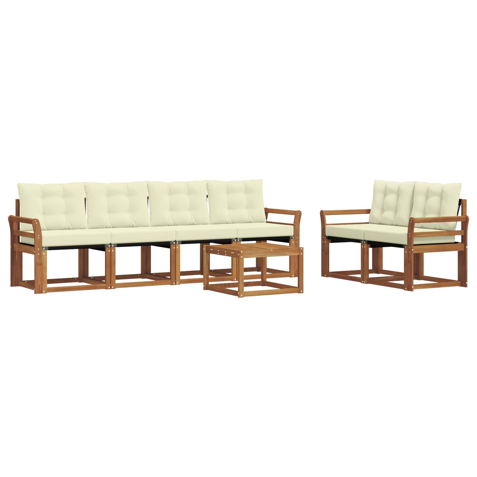 Outdoor-Sofagarnitur mit Kissen 7 pcs Natur und Creme