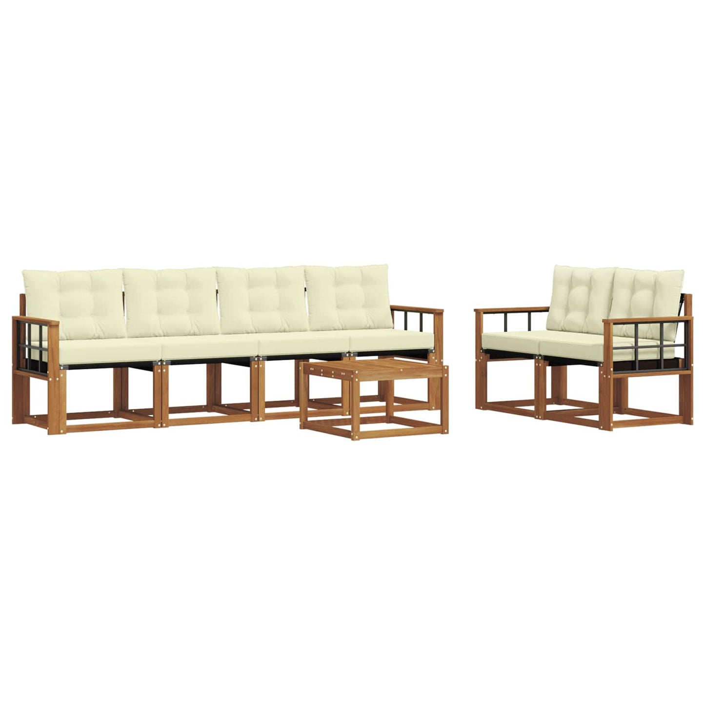Outdoor-Sofagarnitur mit Kissen 7 pcs Natur und Creme