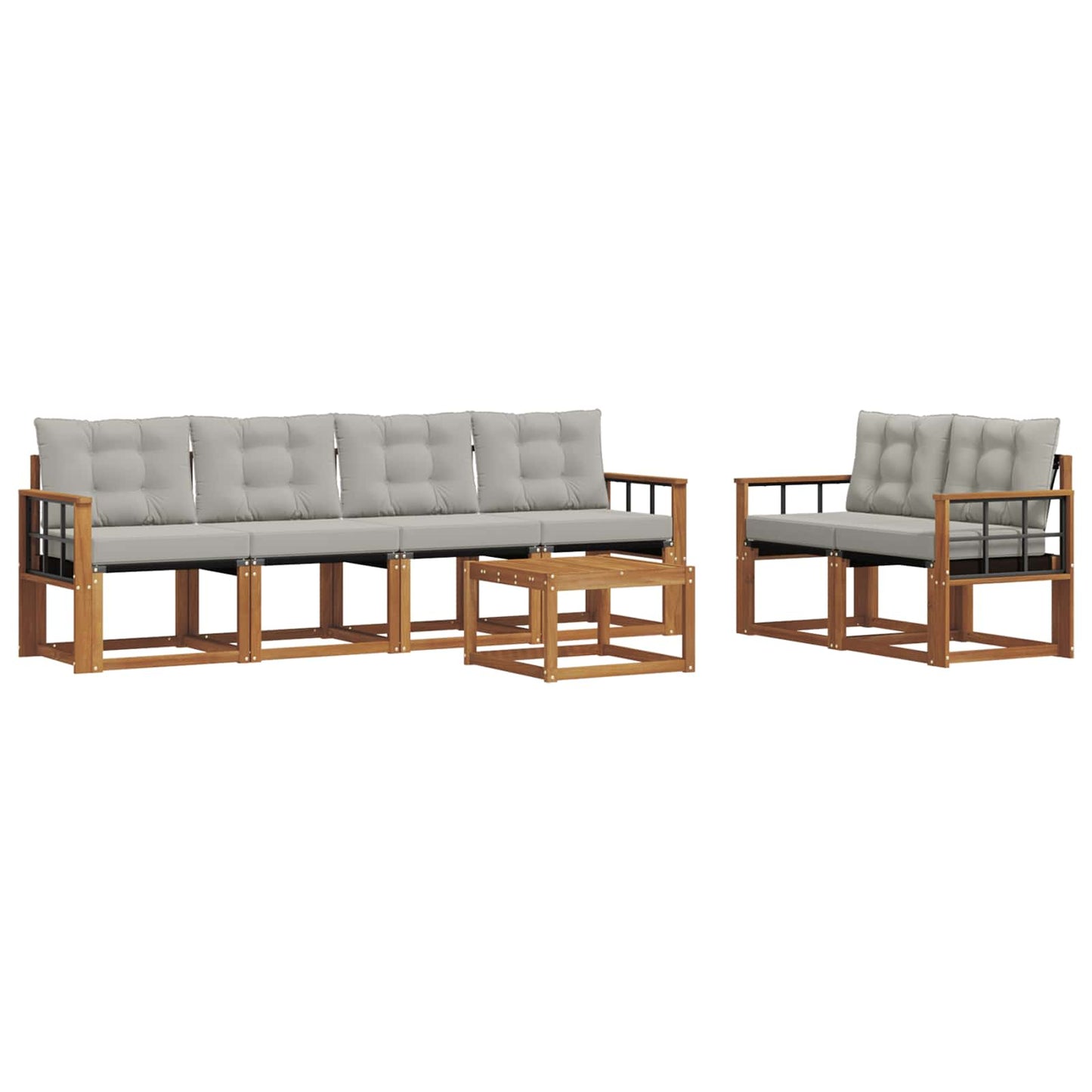 Outdoor-Sofagarnitur mit Kissen 7 pcs Natürlich und Hellgrau