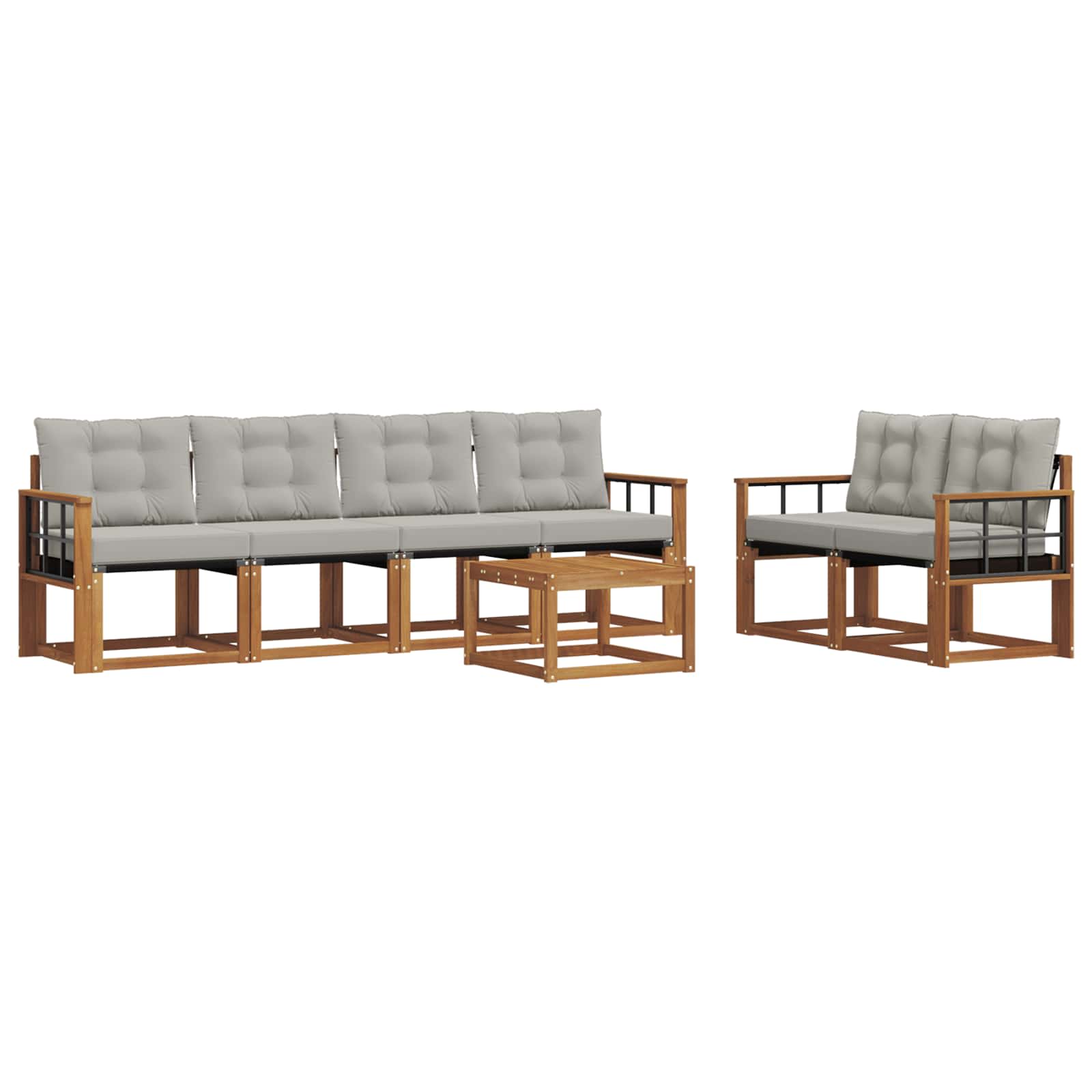 Outdoor-Sofagarnitur mit Kissen 7 pcs Natürlich und Hellgrau