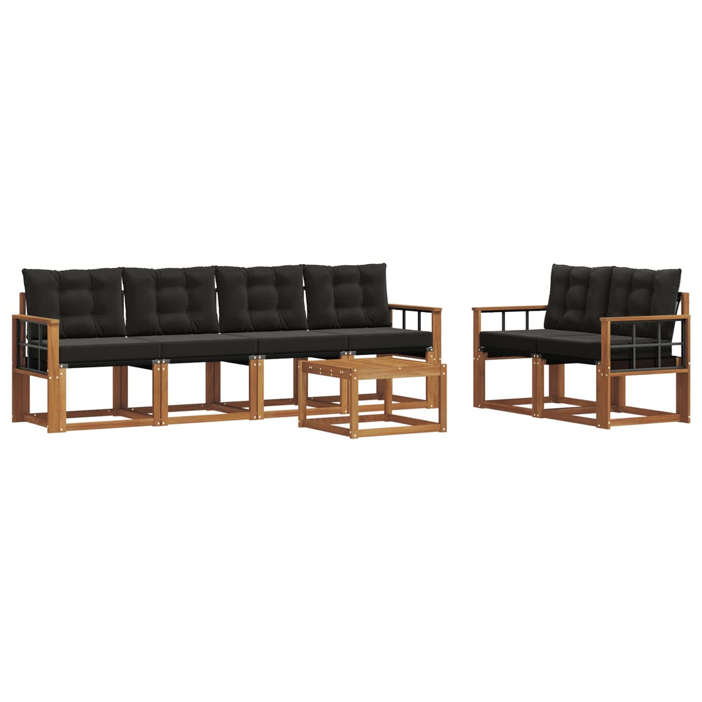 Outdoor-Sofagarnitur mit Kissen 7 pcs Natürlich und Schwarz