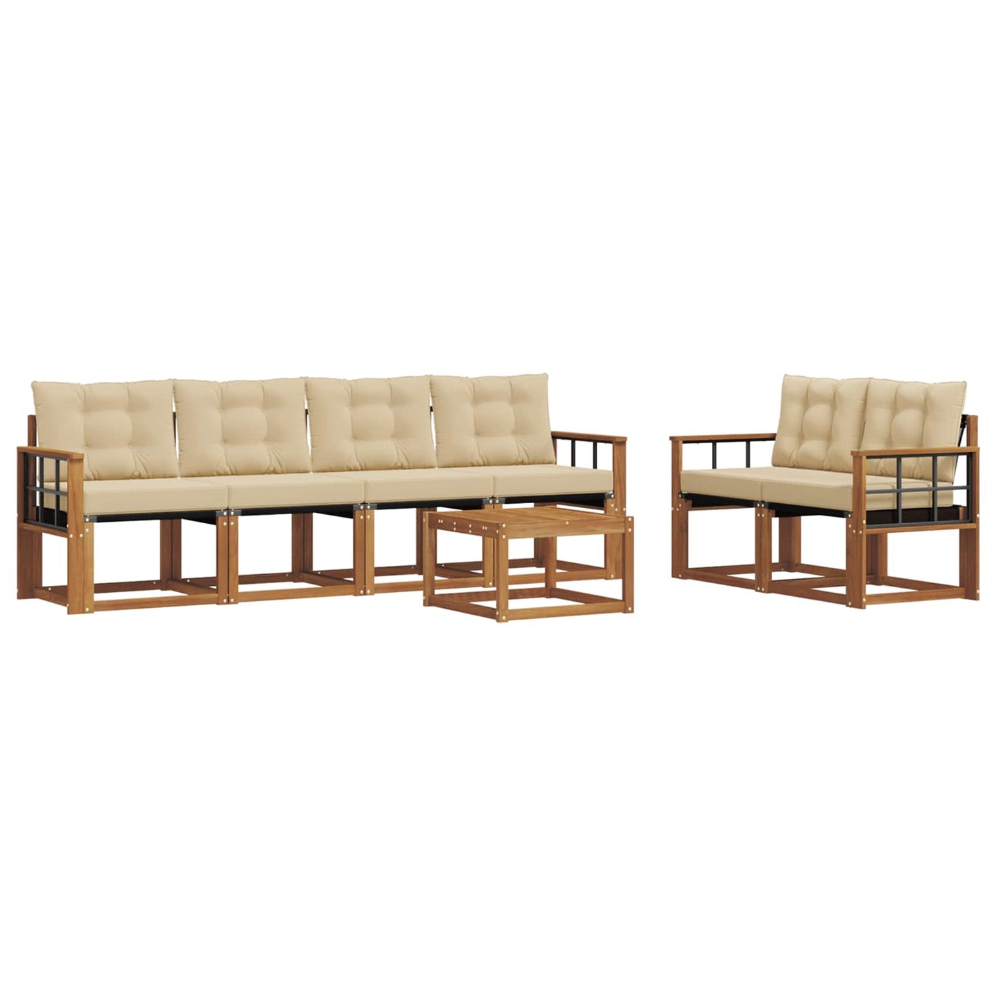 Outdoor-Sofagarnitur mit Kissen 7 pcs Natur und Beige