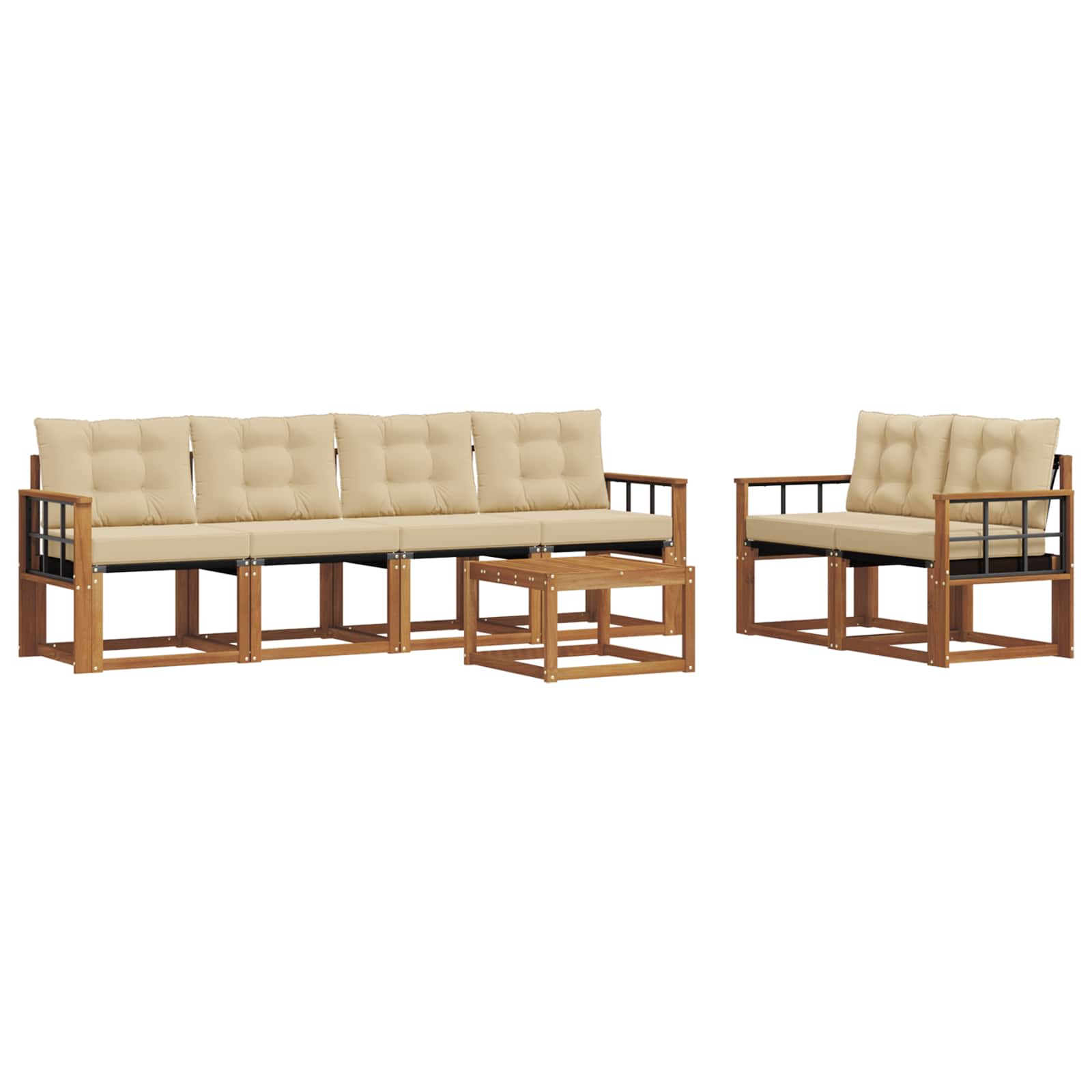 Outdoor-Sofagarnitur mit Kissen 7 pcs Natur und Beige