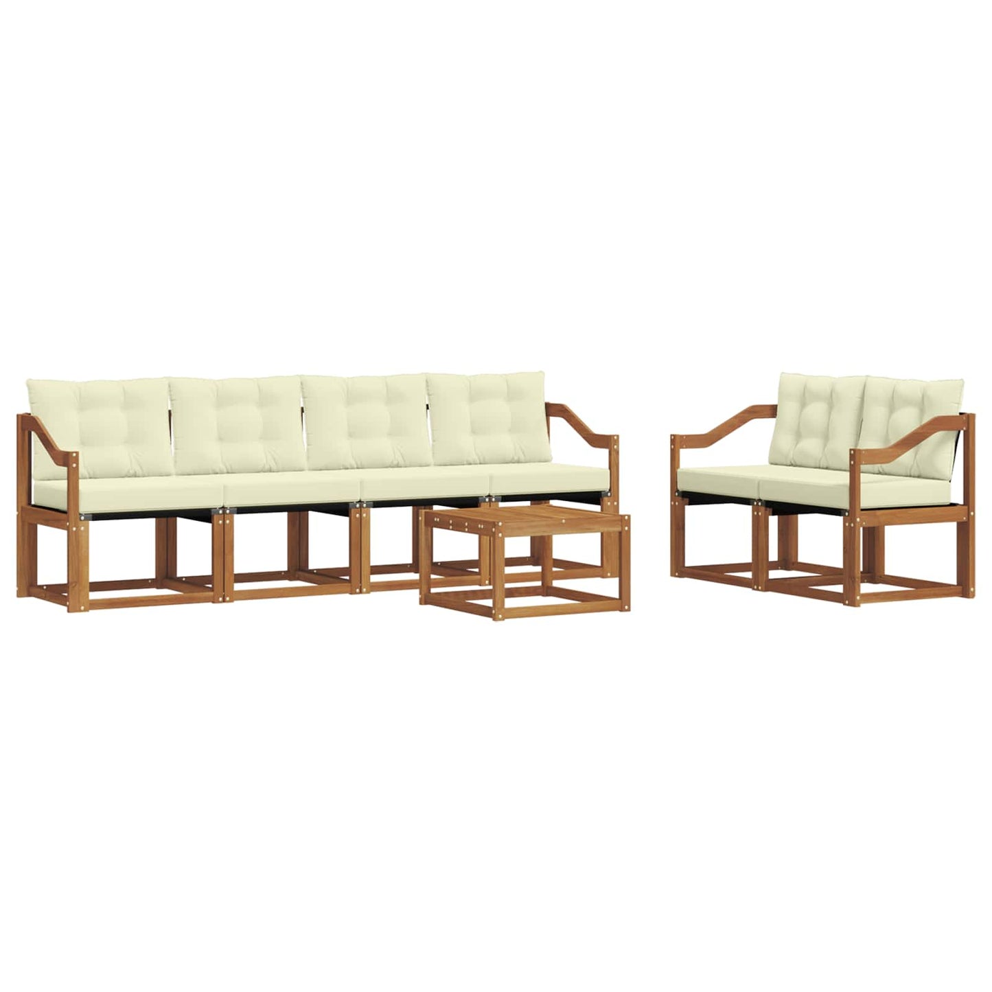 Outdoor-Sofagarnitur mit Kissen 7 pcs Natur und Creme