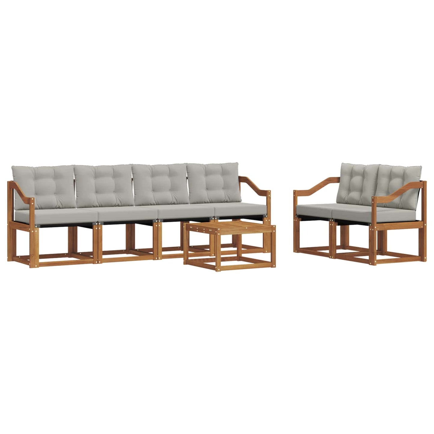 Outdoor-Sofagarnitur mit Kissen 7 pcs Natürlich und Hellgrau