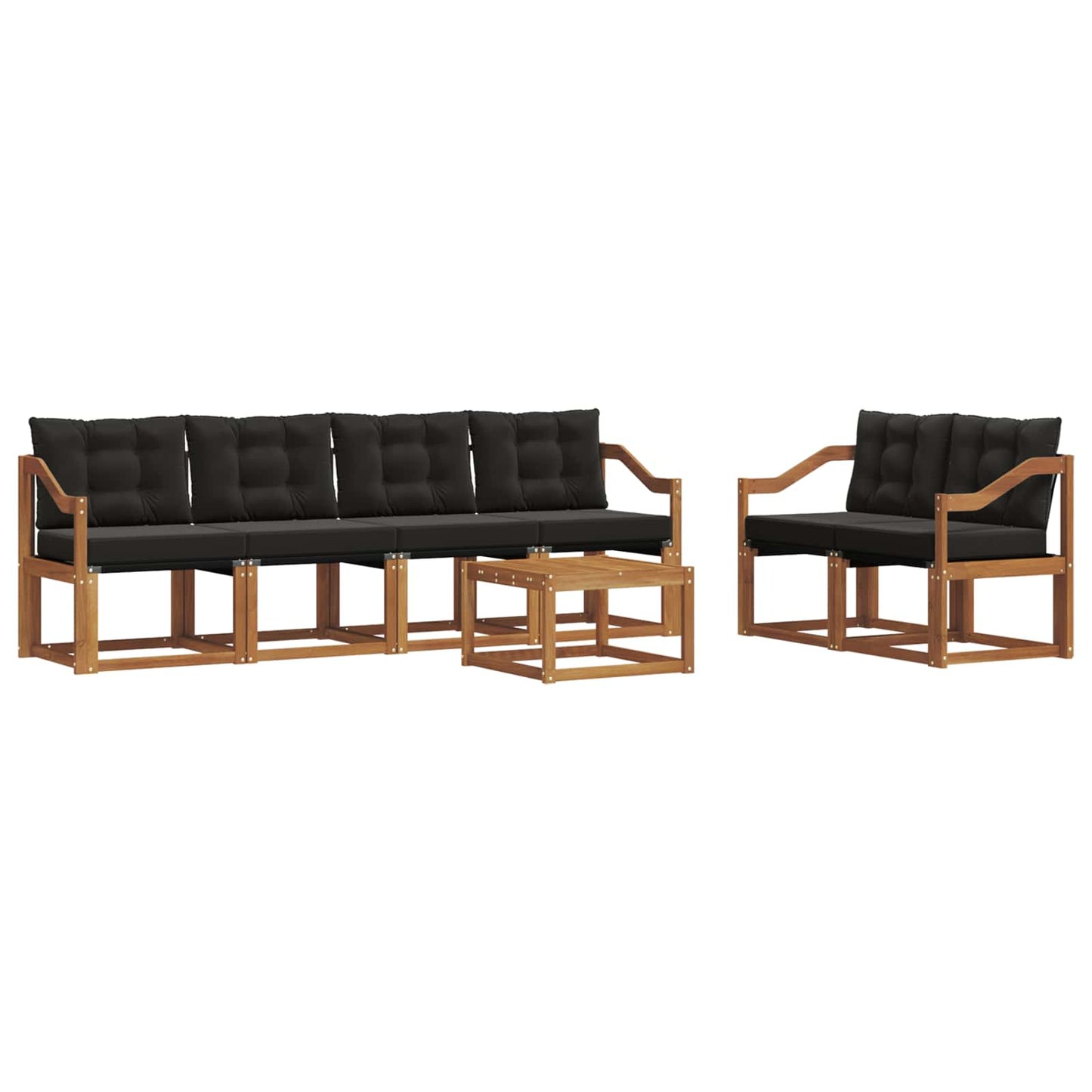 Outdoor-Sofagarnitur mit Kissen 7 pcs Natürlich und Schwarz