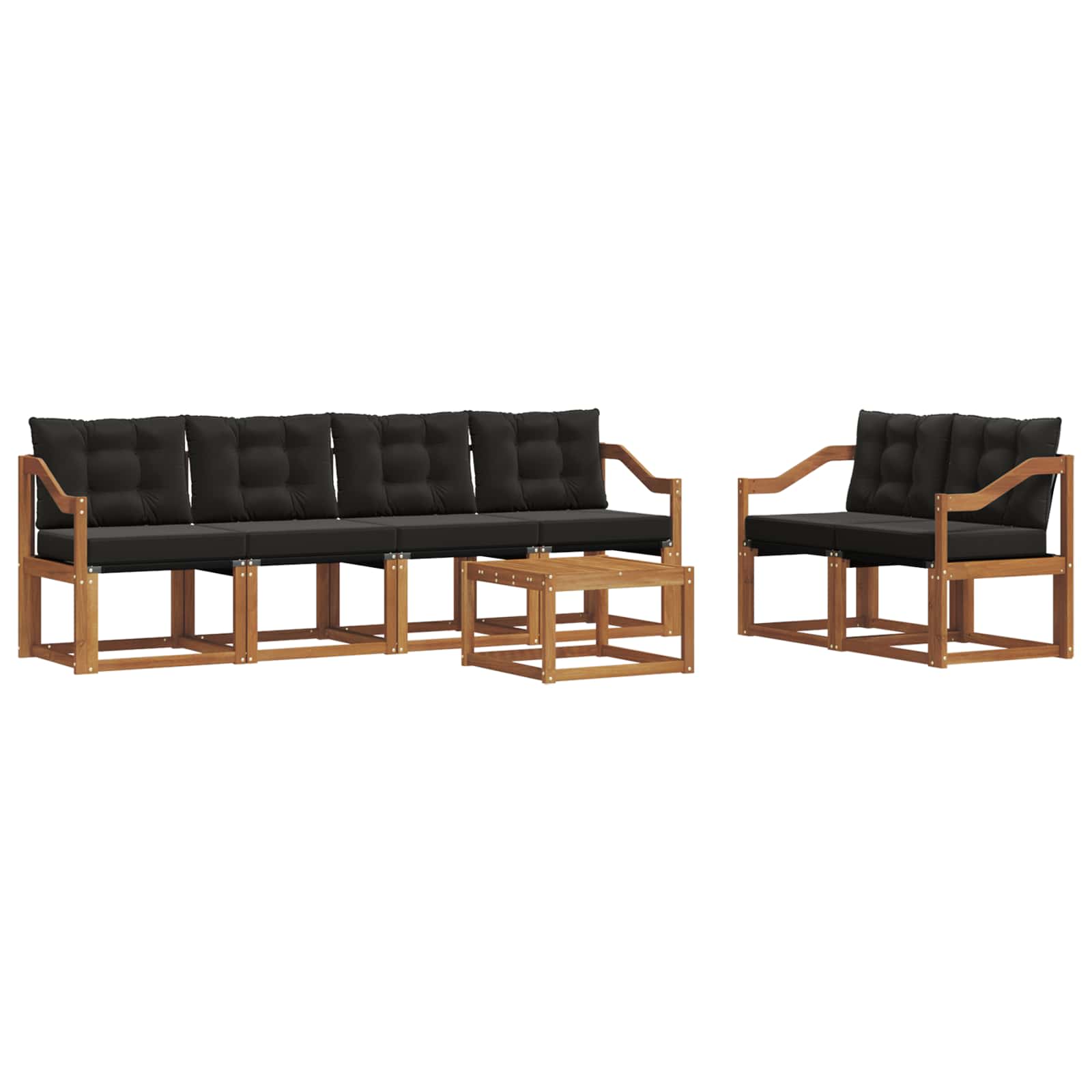 Outdoor-Sofagarnitur mit Kissen 7 pcs Natürlich und Schwarz