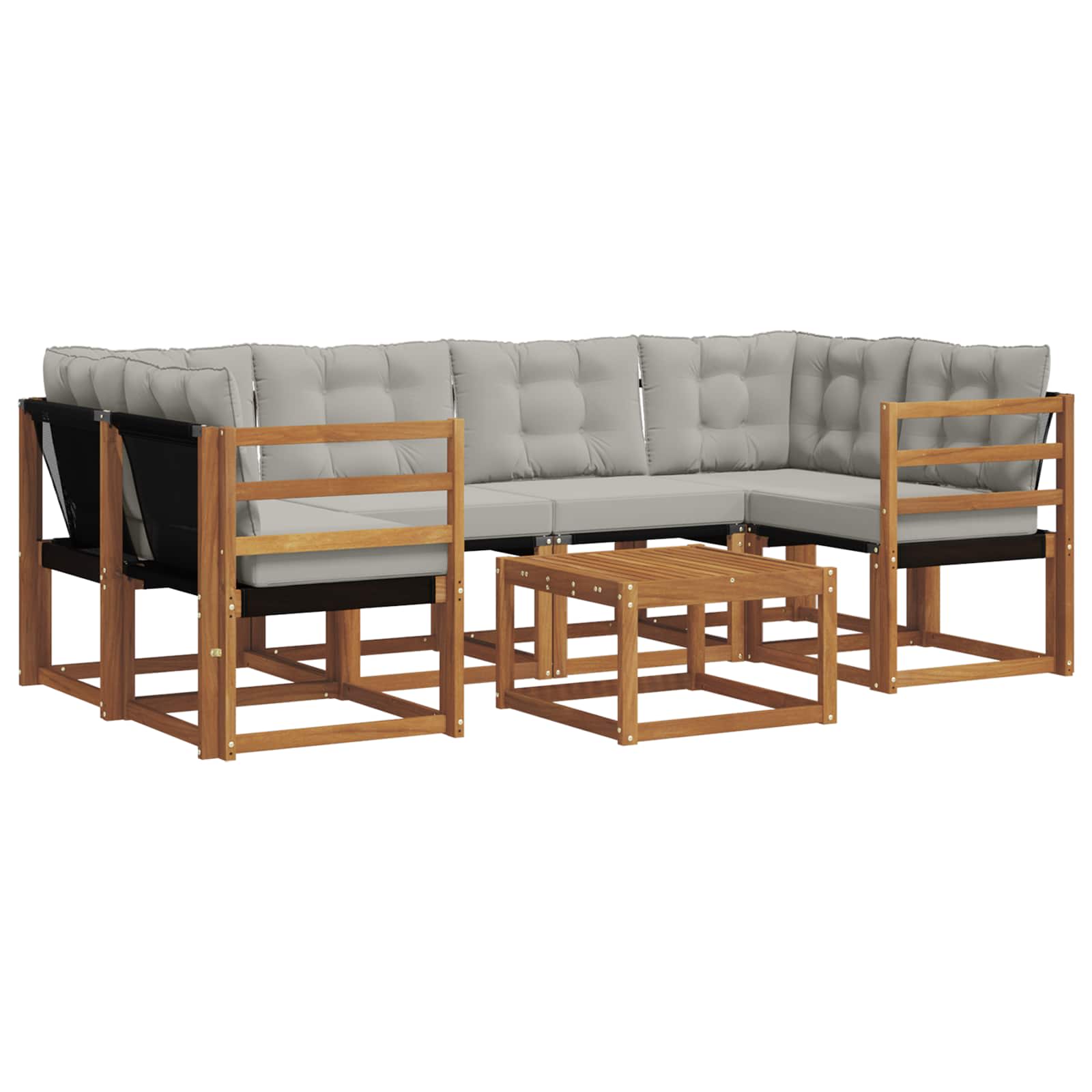 Outdoor-Sofagarnitur mit Kissen 7 pcs Natürlich und Hellgrau