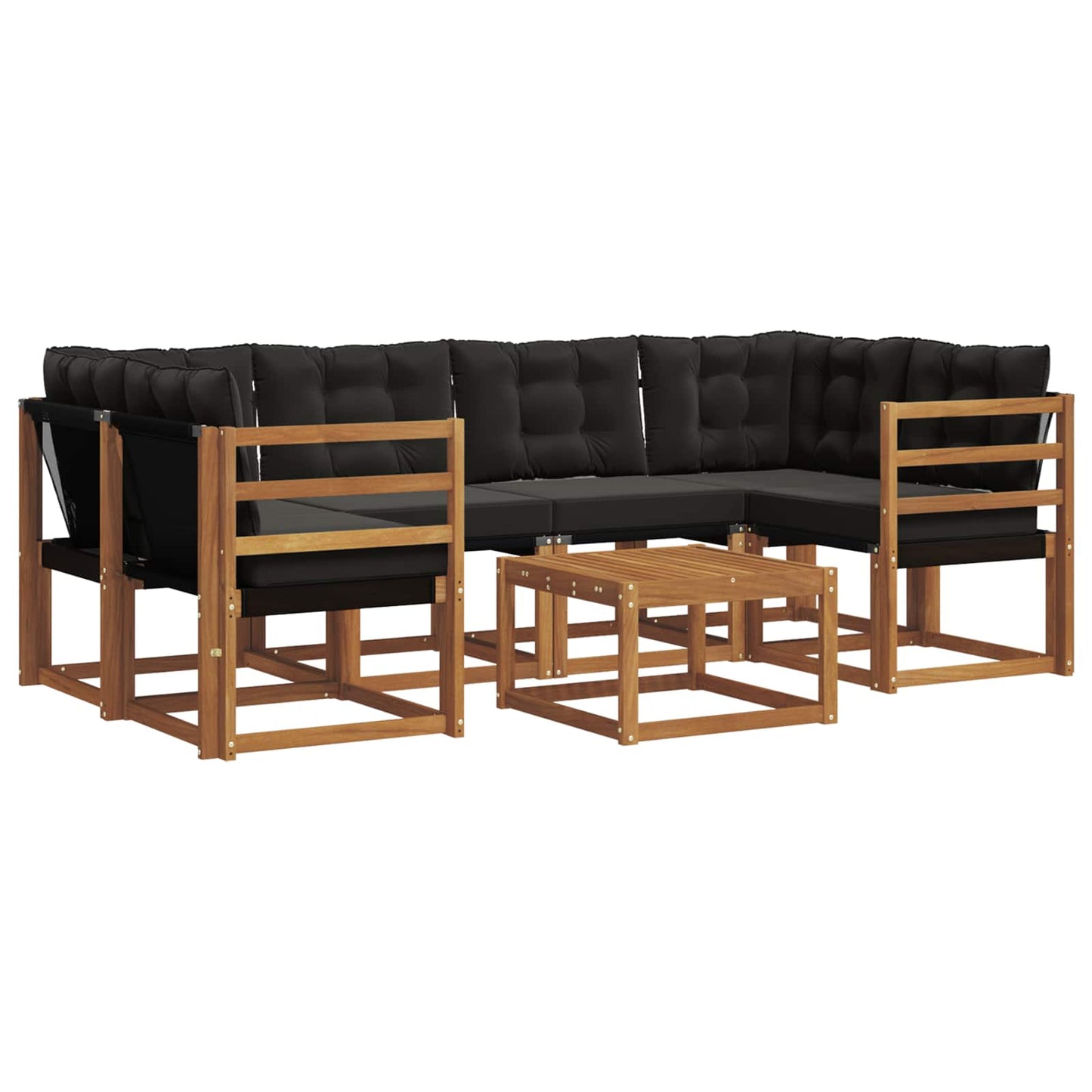 Outdoor-Sofagarnitur mit Kissen 7 pcs Natürlich und Schwarz