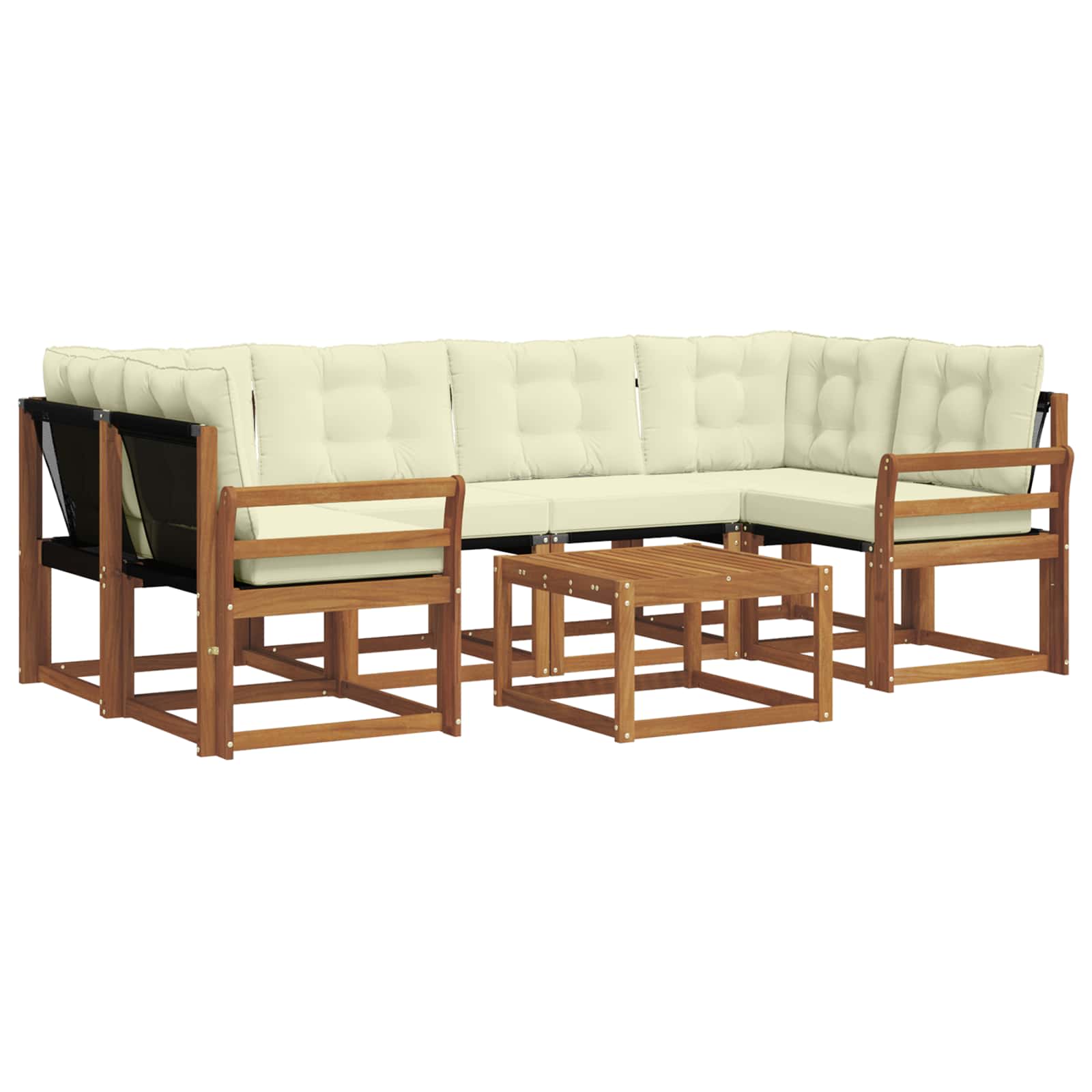 Outdoor-Sofagarnitur 7 stk. Natur und Creme