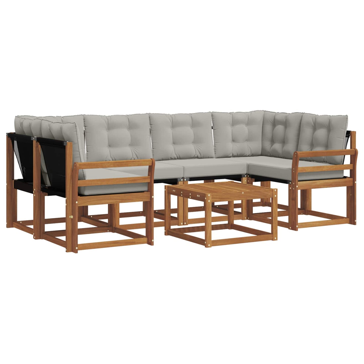 Outdoor-Sofagarnitur mit Kissen 7 pcs Natürlich und Hellgrau