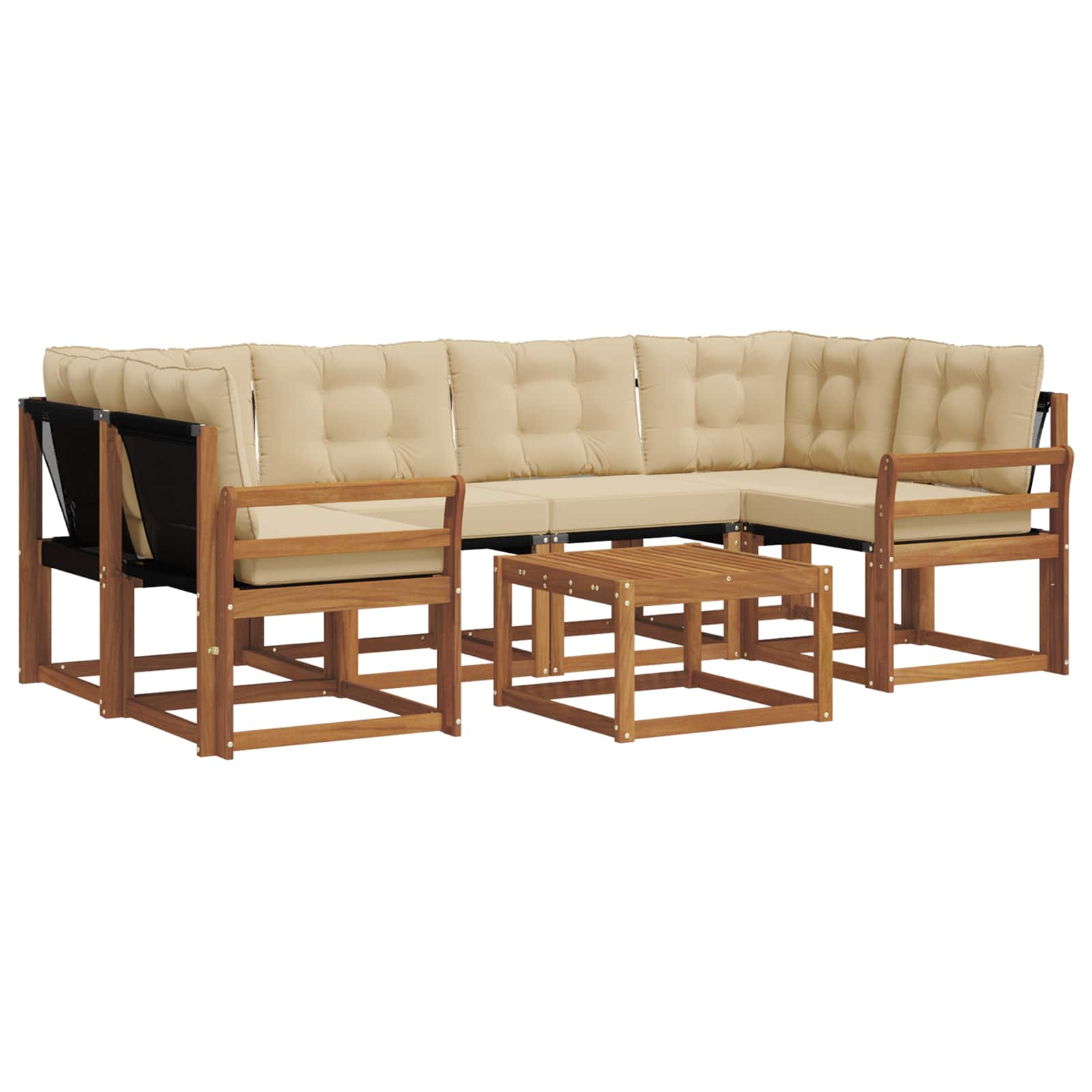 Outdoor-Sofagarnitur 7 stk. Natur und Beige