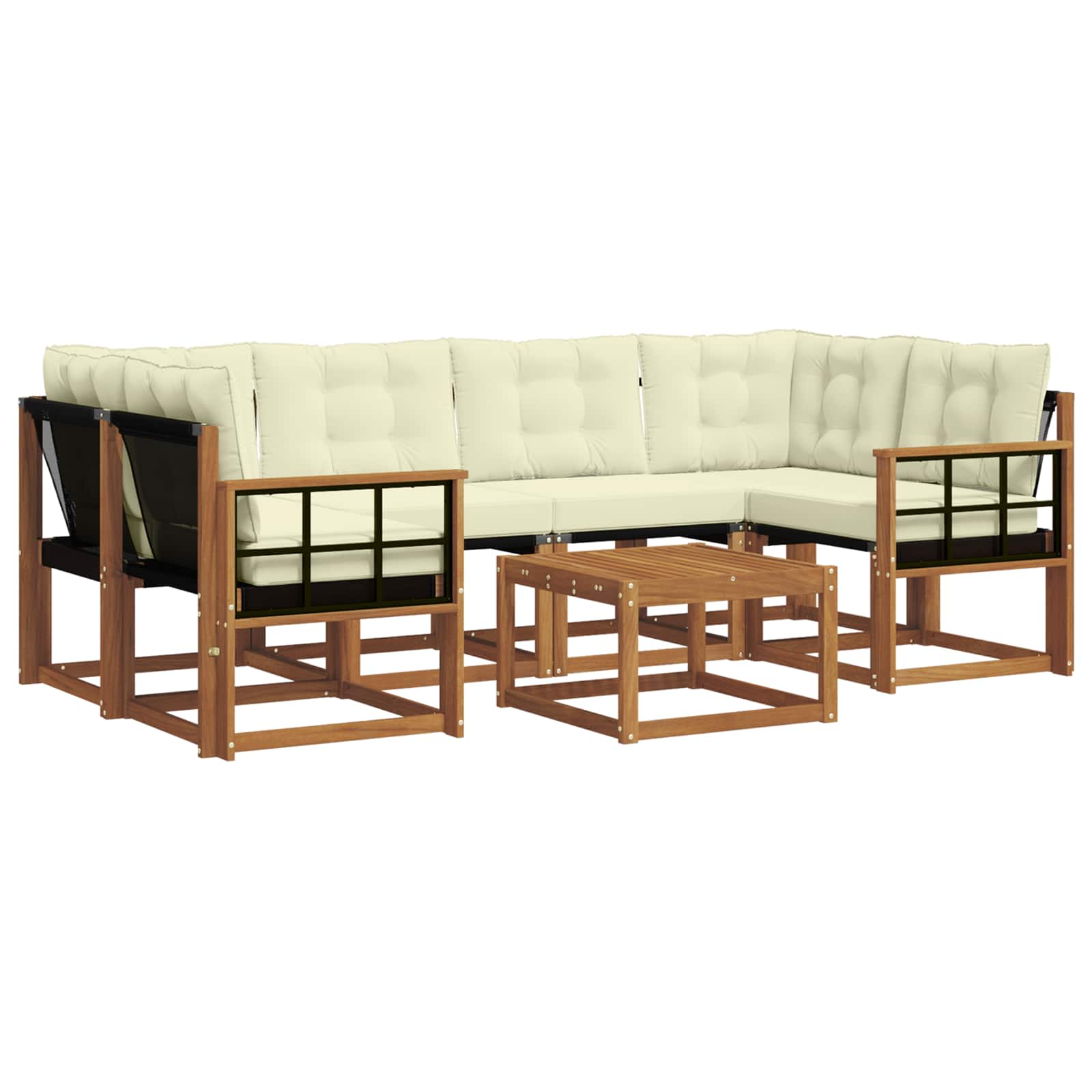 Outdoor-Sofagarnitur 7 stk. Natur und Creme
