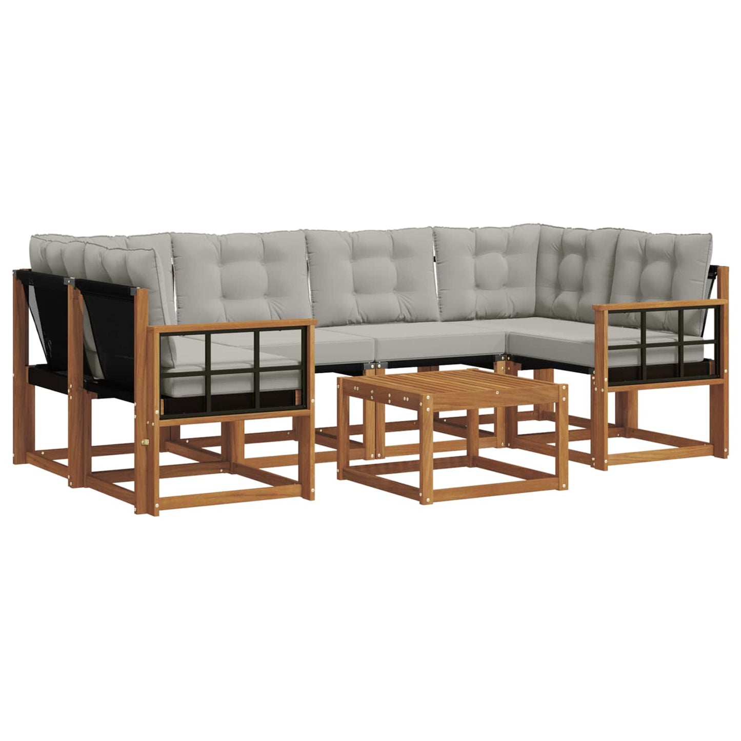 Outdoor-Sofagarnitur mit Kissen 7 pcs Natürlich und Hellgrau