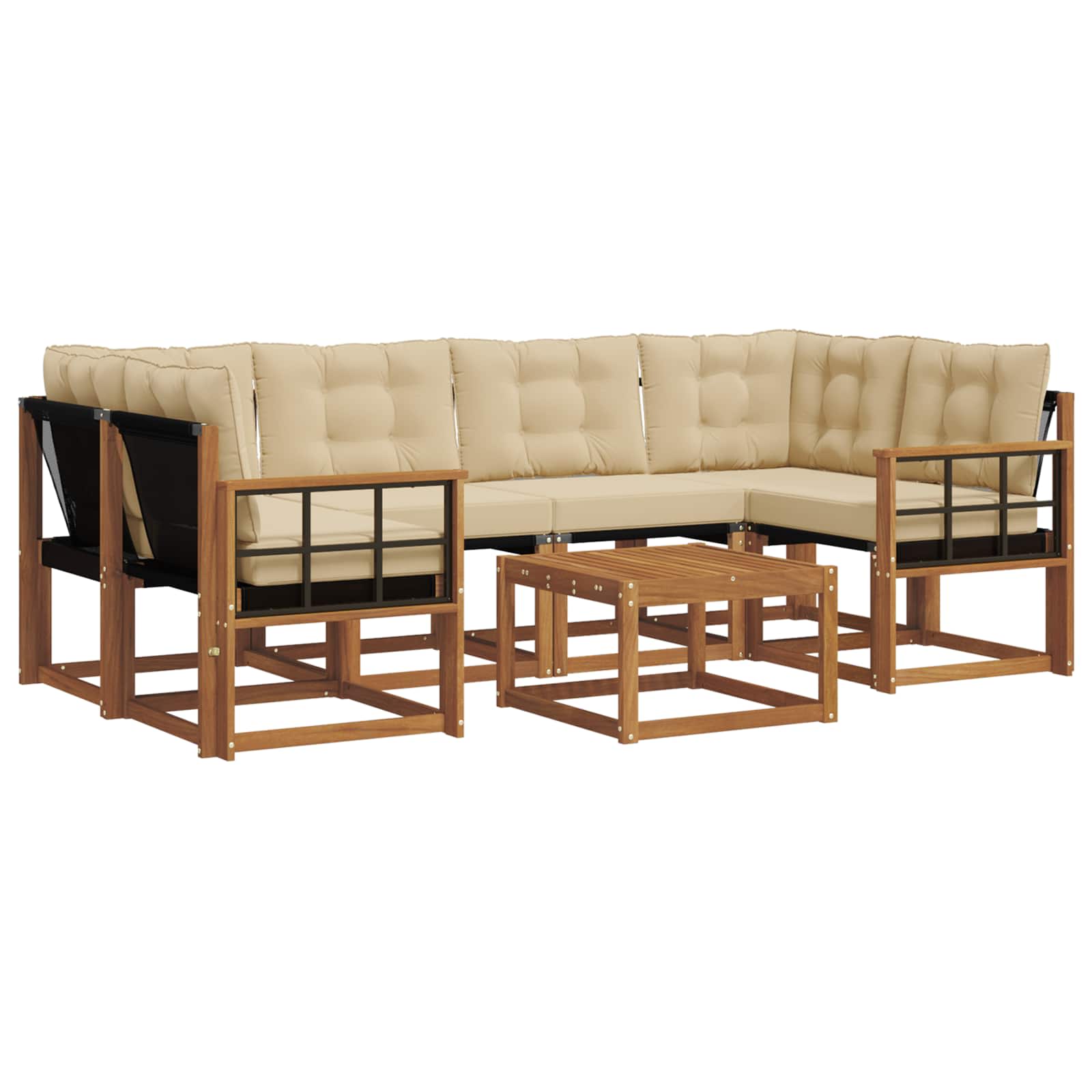 Outdoor-Sofagarnitur 7 stk. Natur und Beige