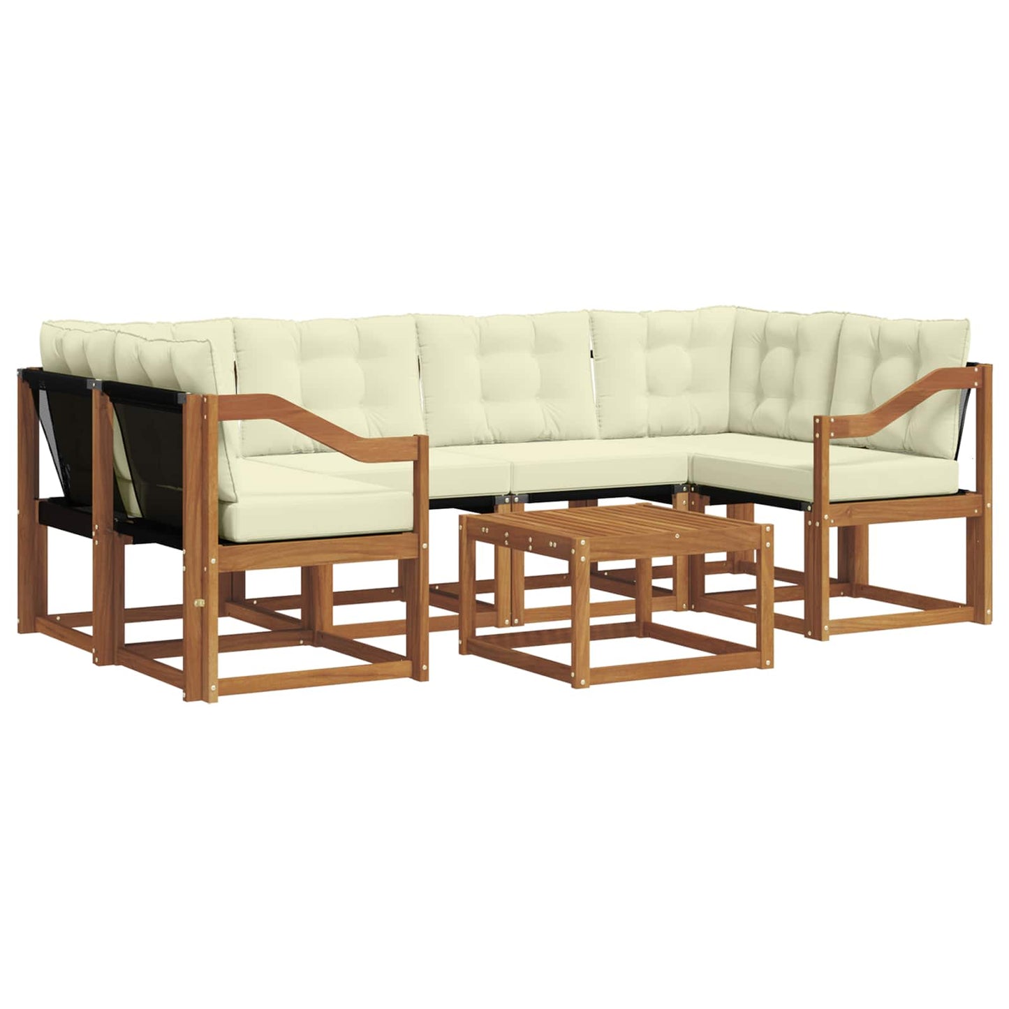 Outdoor-Sofagarnitur 7 stk. Natur und Creme
