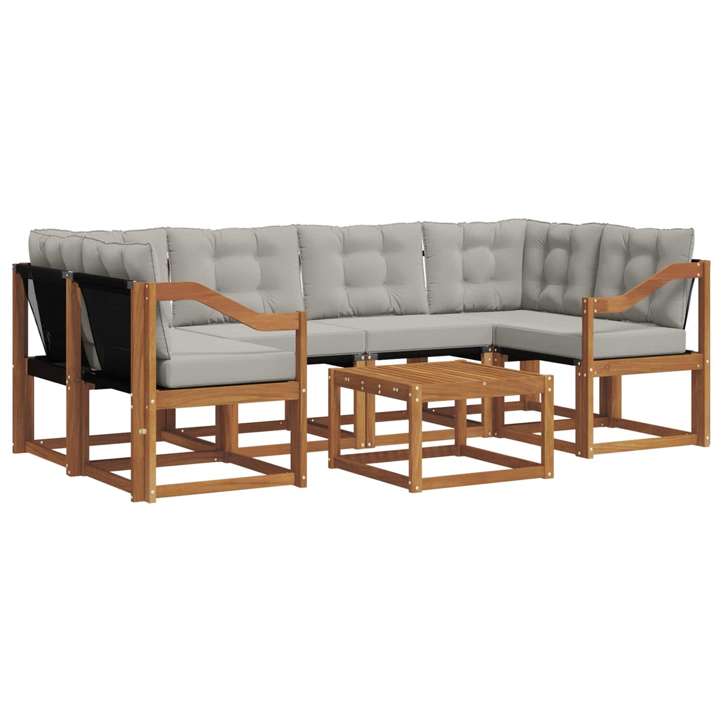 Outdoor-Sofagarnitur mit Kissen 7 pcs Natürlich und Hellgrau