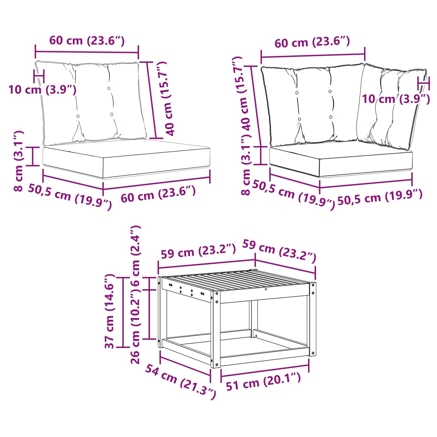 Outdoor-Sofagarnitur 7 stk. Natur und Beige