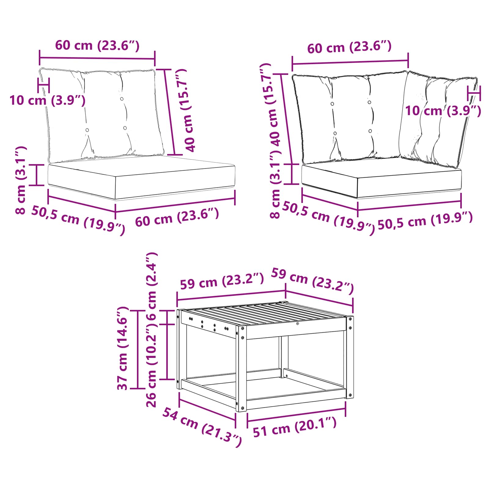Outdoor-Sofagarnitur 7 stk. Natur und Beige
