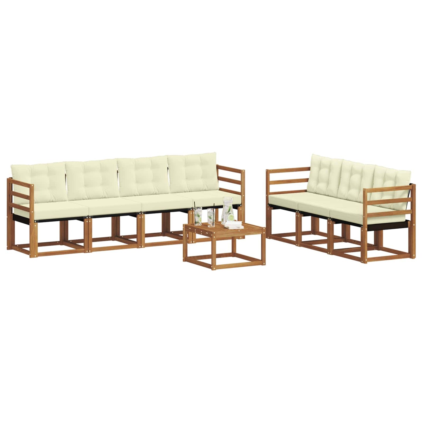 Outdoor-Sofagarnitur mit Kissen 8 pcs Natur und Creme