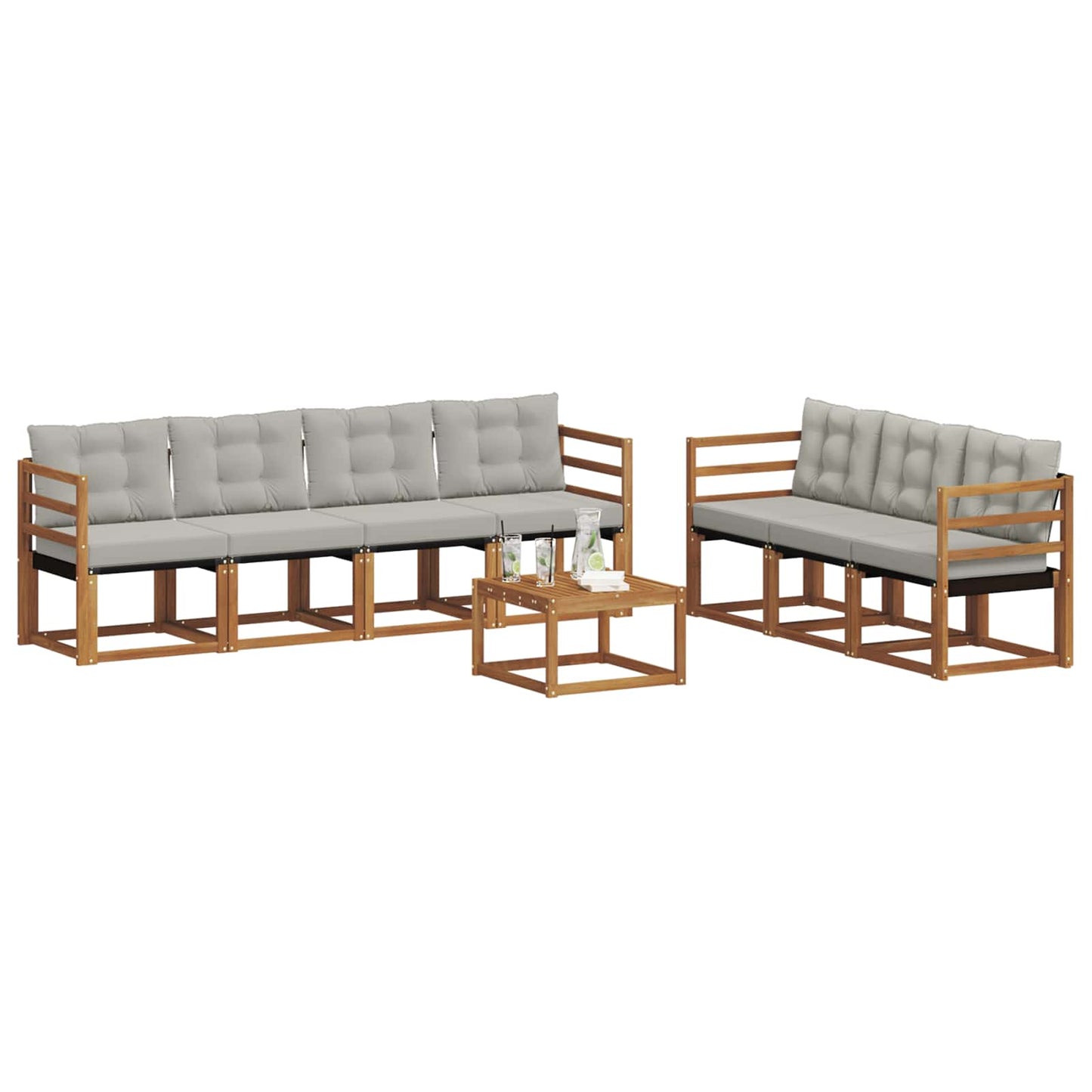 Outdoor-Sofagarnitur mit Kissen 8 pcs Natürlich und Hellgrau
