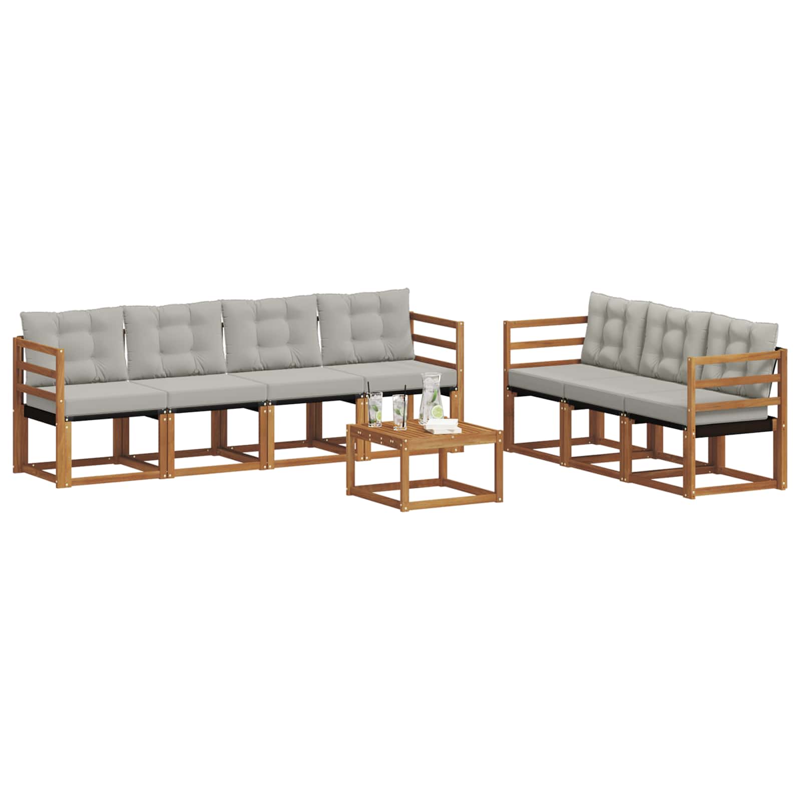 Outdoor-Sofagarnitur mit Kissen 8 pcs Natürlich und Hellgrau