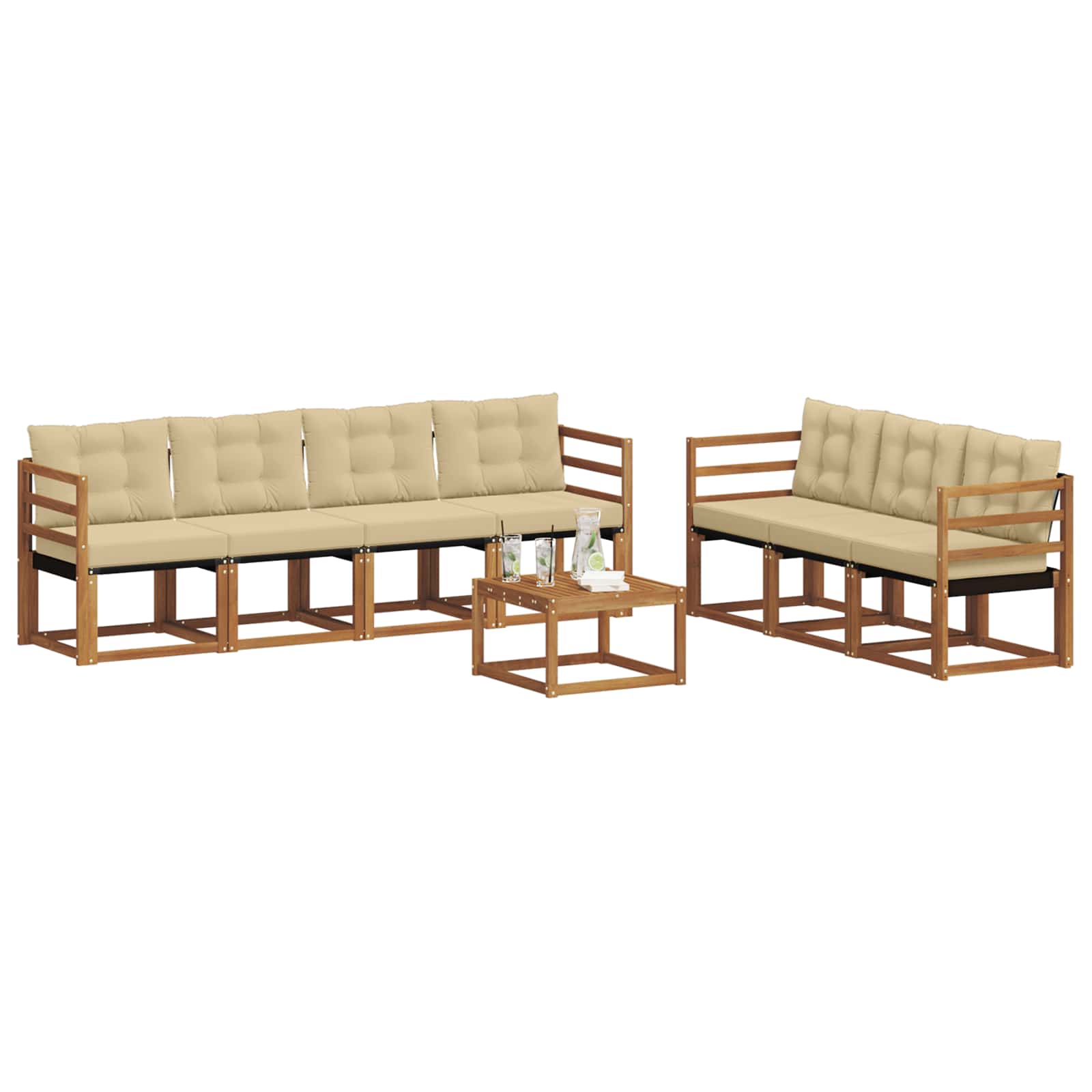 Outdoor-Sofagarnitur 8 stk. Natur und Beige