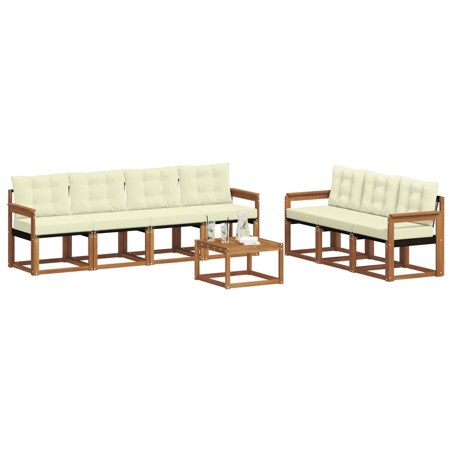 Outdoor-Sofagarnitur 8 stk. Natur und Creme