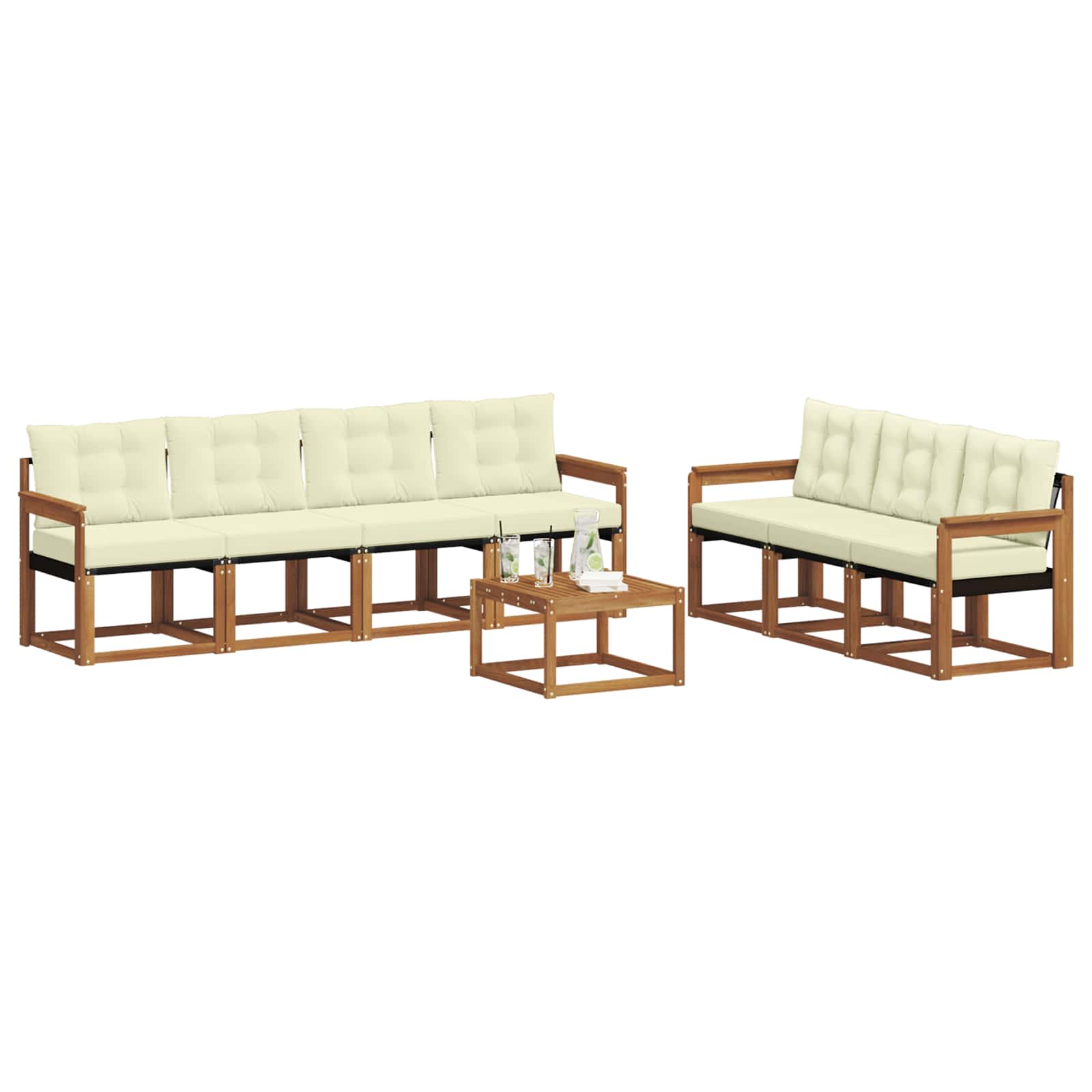Outdoor-Sofagarnitur 8 stk. Natur und Creme