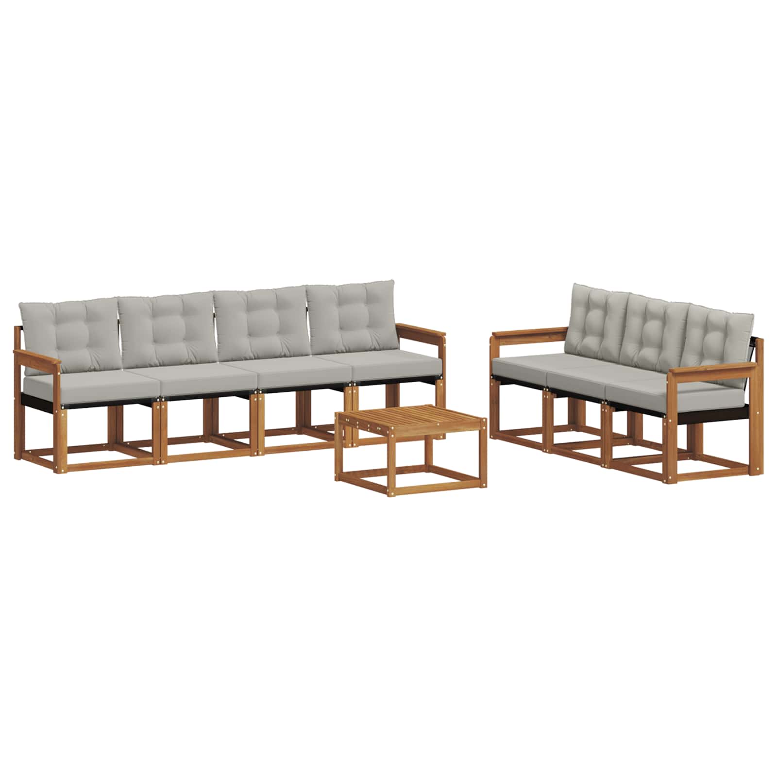 Outdoor-Sofagarnitur mit Kissen 8 pcs Natürlich und Hellgrau