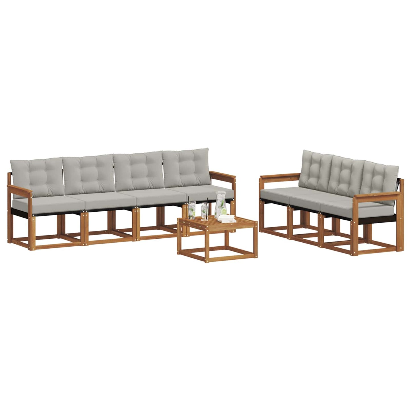 Outdoor-Sofagarnitur mit Kissen 8 pcs Natürlich und Hellgrau