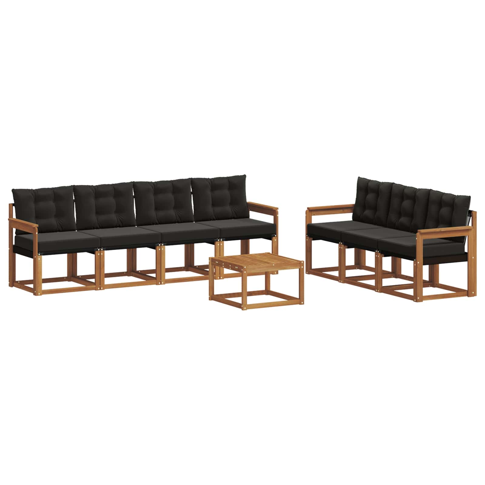 Outdoor-Sofagarnitur mit Kissen 8 pcs Natürlich und Schwarz