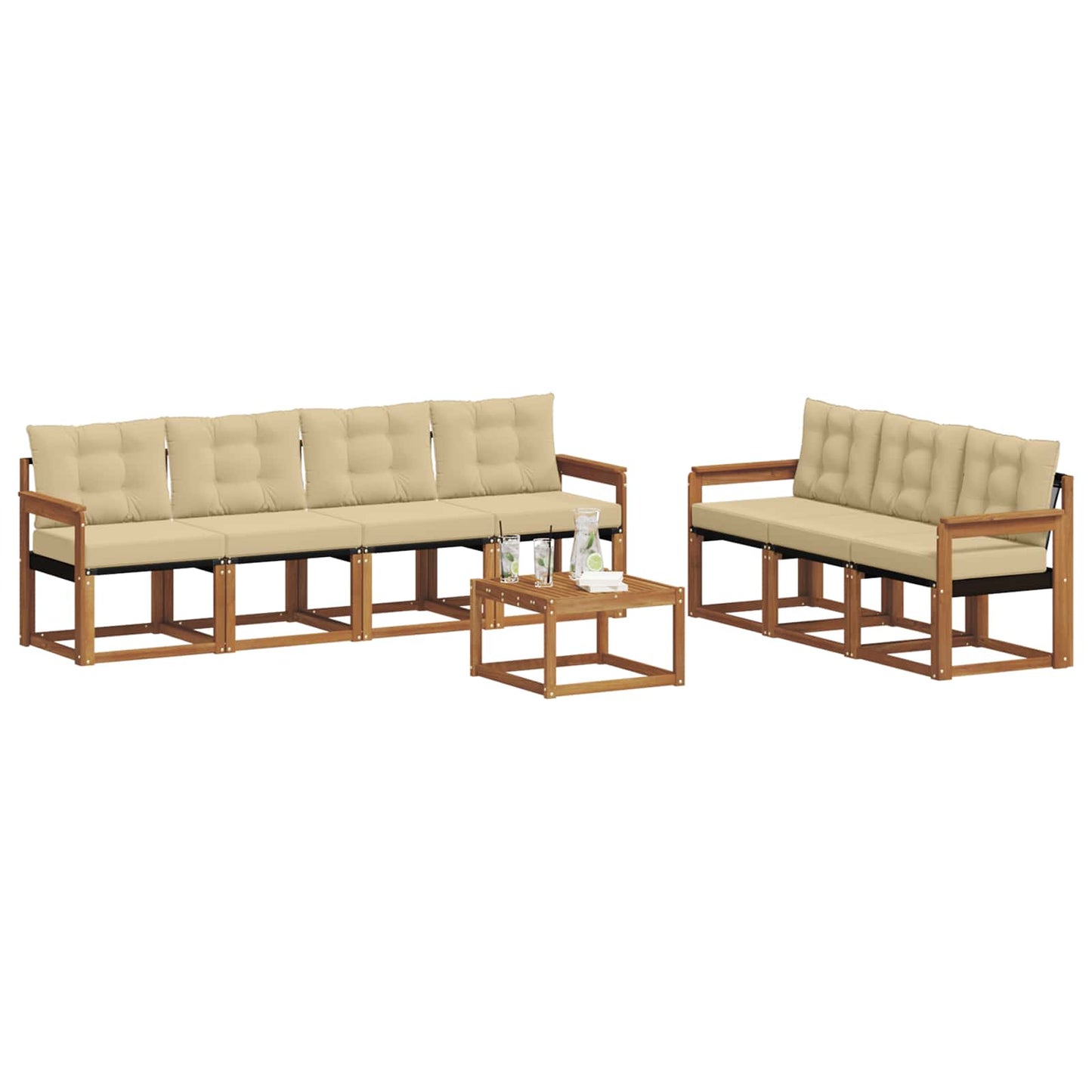 Outdoor-Sofagarnitur mit Kissen 8 pcs Natur und Beige