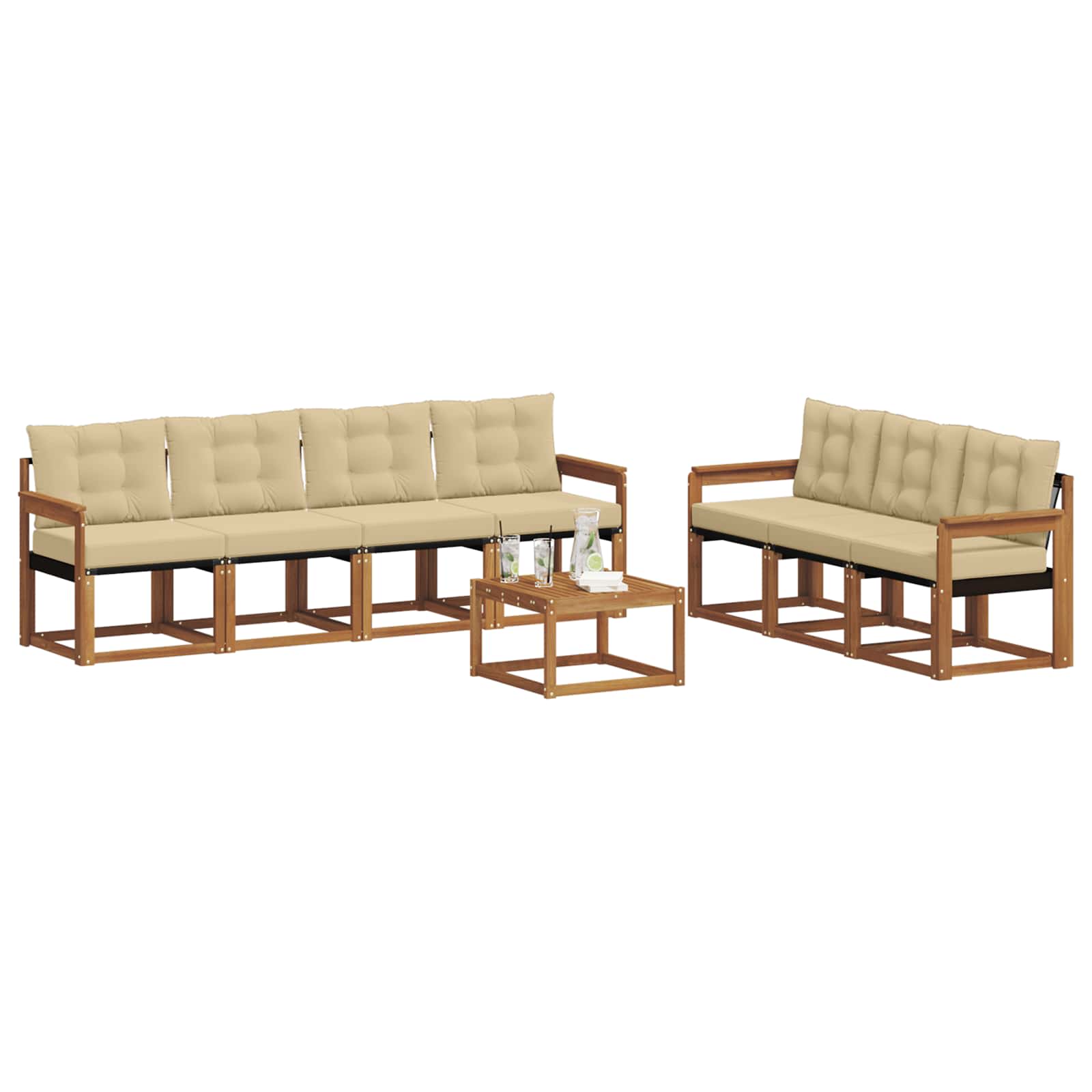 Outdoor-Sofagarnitur mit Kissen 8 pcs Natur und Beige