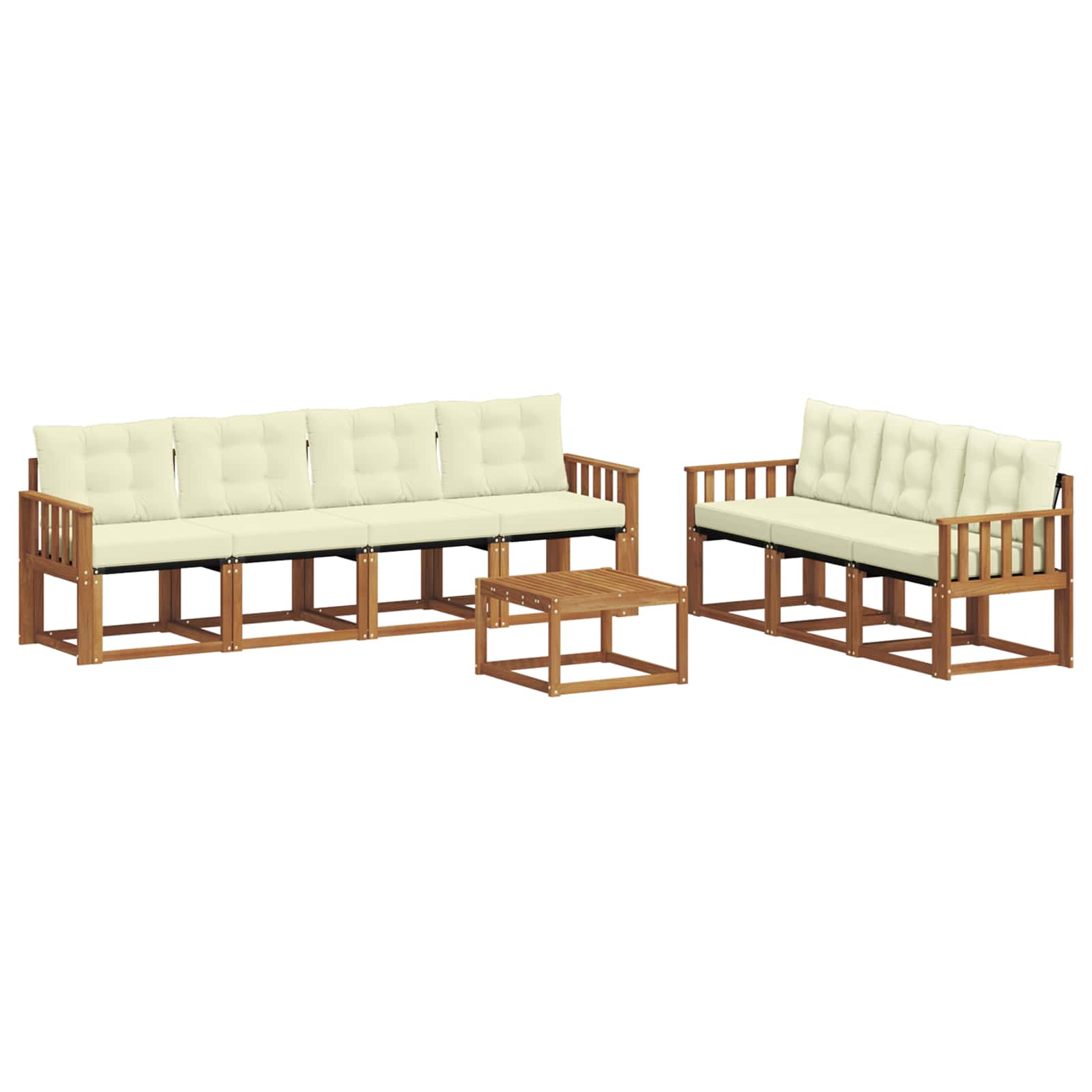 Outdoor-Sofagarnitur mit Kissen 8 pcs Natur und Creme