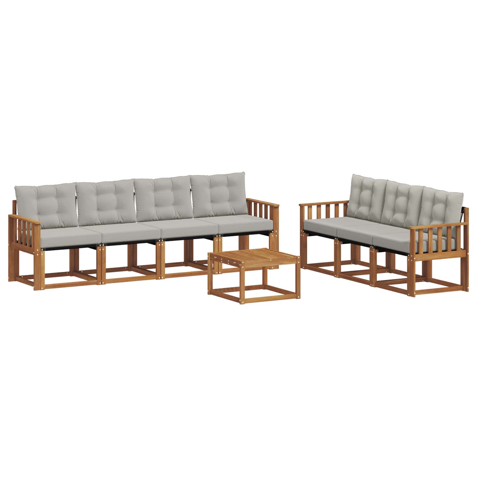 Outdoor-Sofagarnitur mit Kissen 8 pcs Natürlich und Hellgrau