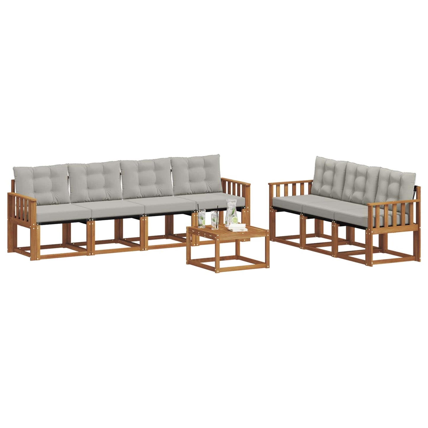 Outdoor-Sofagarnitur mit Kissen 8 pcs Natürlich und Hellgrau