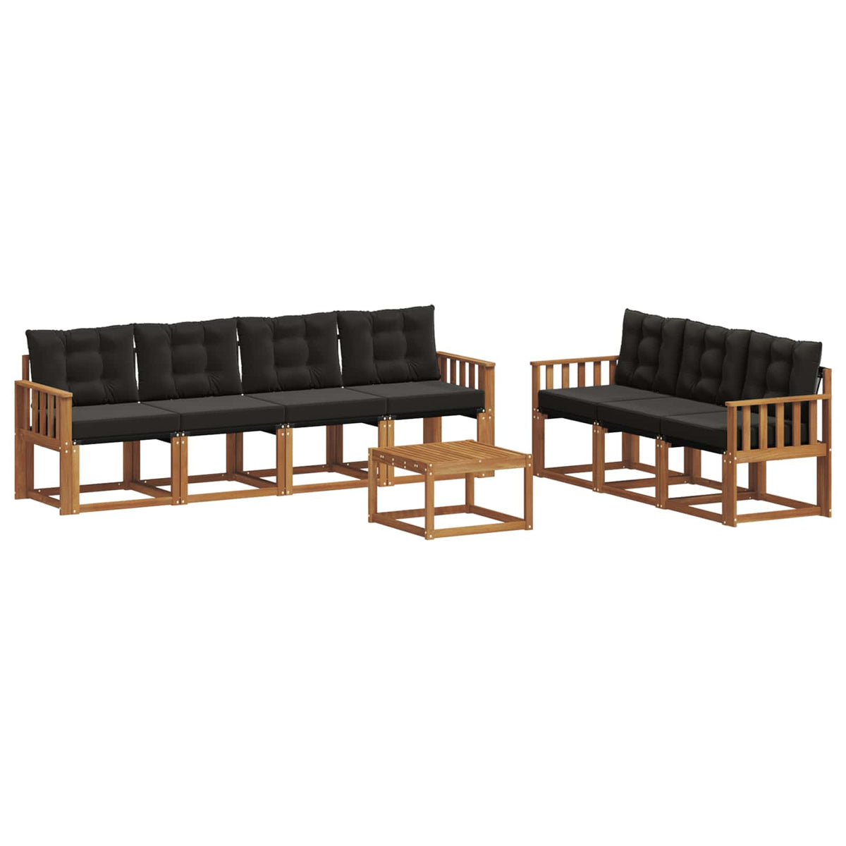 Outdoor-Sofagarnitur 8 stk. Natur und Schwarz