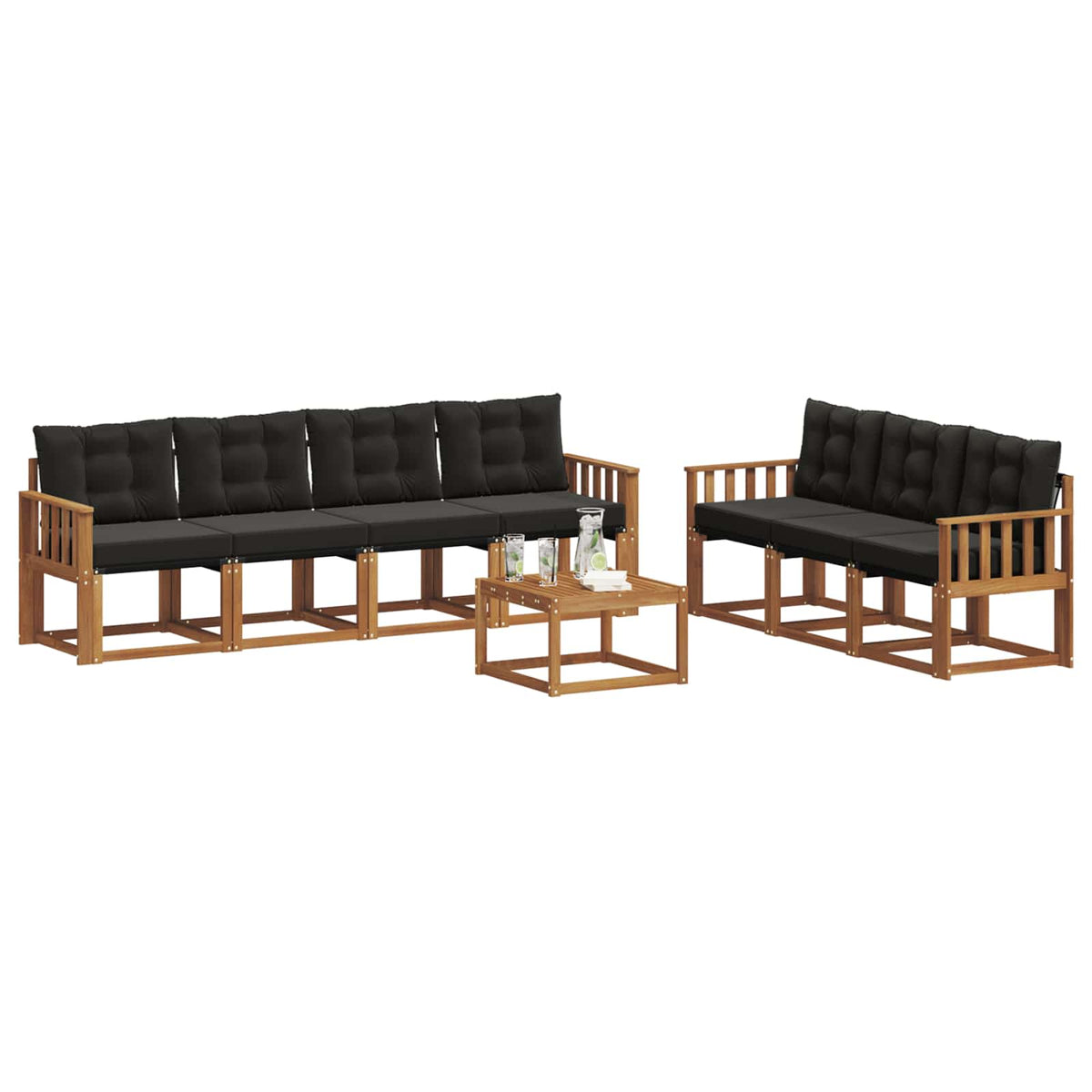 Outdoor-Sofagarnitur 8 stk. Natur und Schwarz