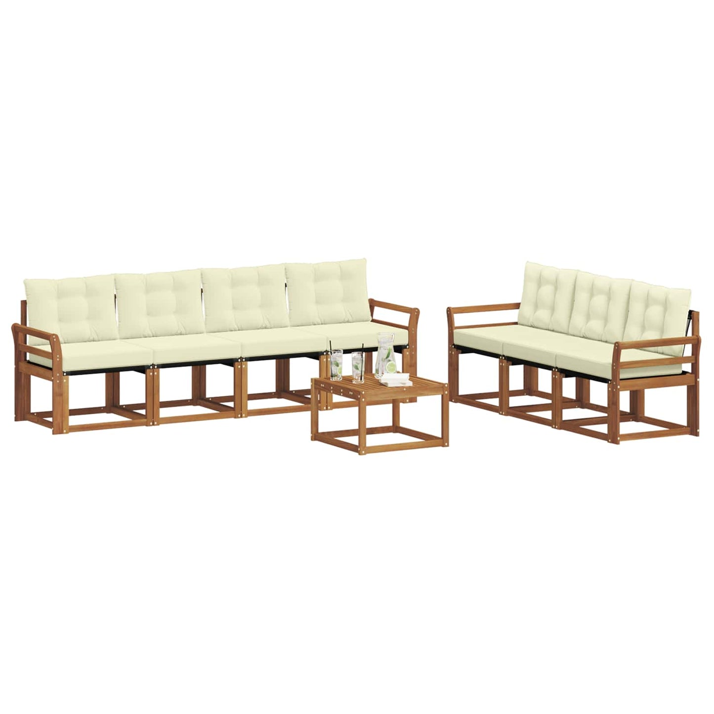 Outdoor-Sofagarnitur mit Kissen 8 pcs Natur und Creme