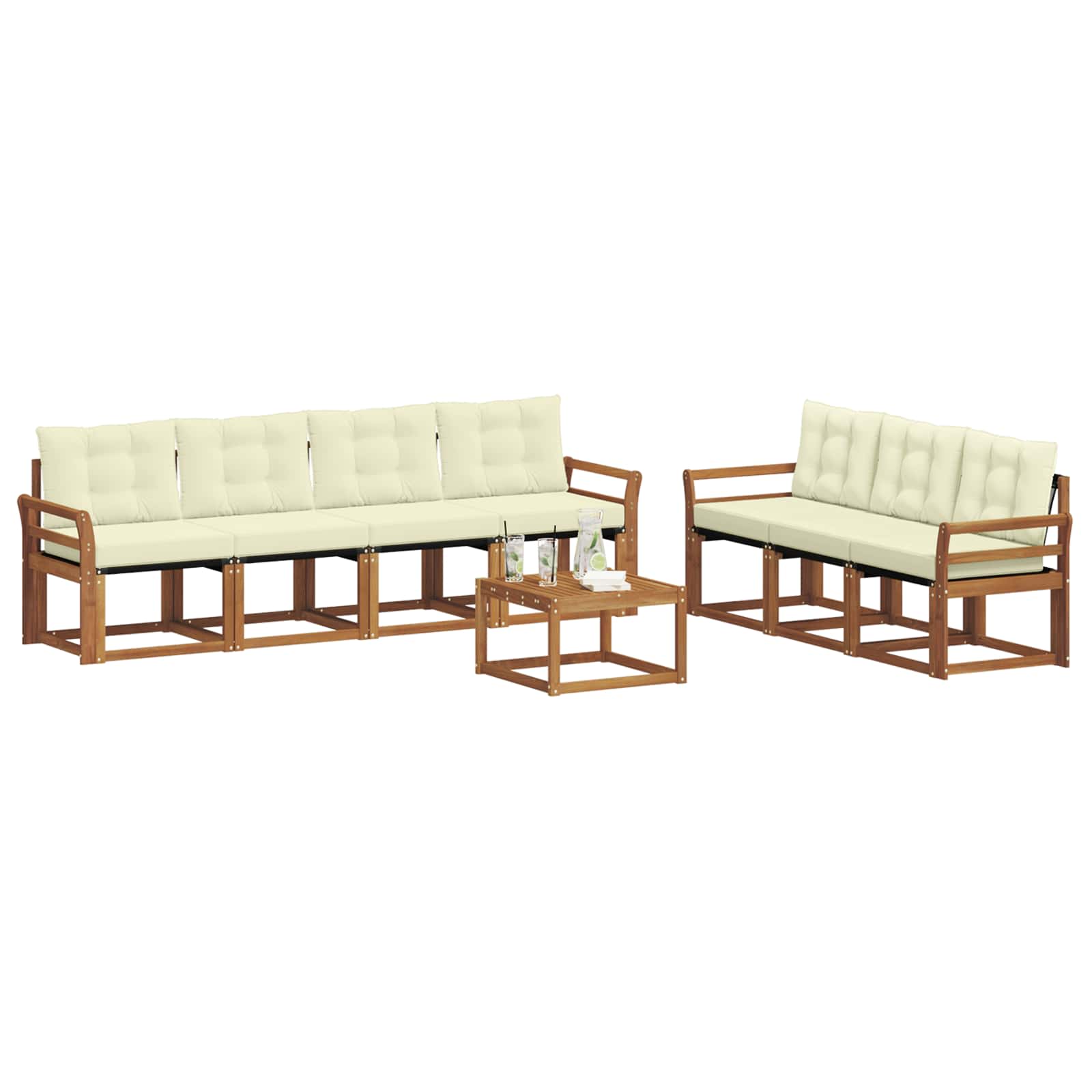 Outdoor-Sofagarnitur mit Kissen 8 pcs Natur und Creme