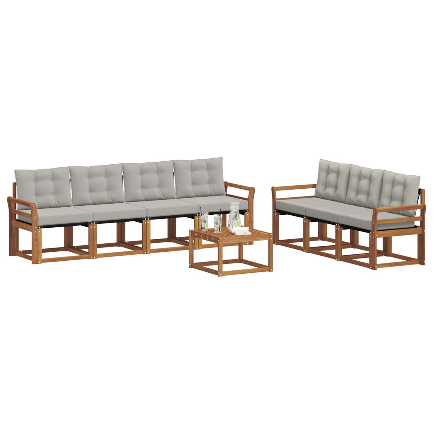 Outdoor-Sofagarnitur mit Kissen 8 pcs Natürlich und Hellgrau